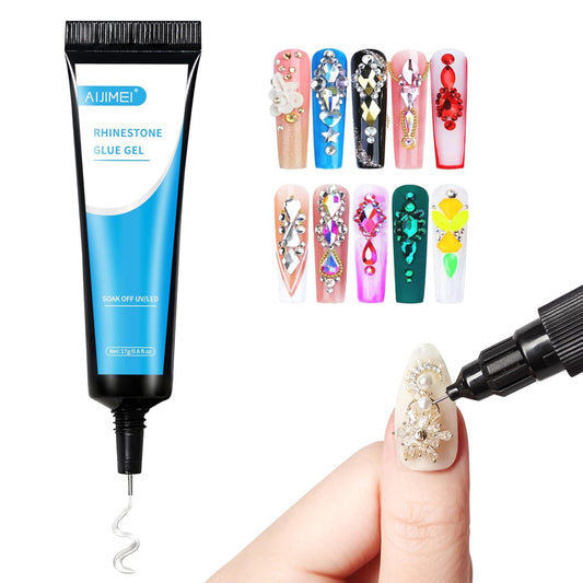 Nail Needle Glue Rhinestone Glue Gel Nail Glue Nail Rhinestone Glue Rhinestones Glue for Nails Nail Charms Glue Glue for Rhinestones Nail Glue Gel Uv Cured