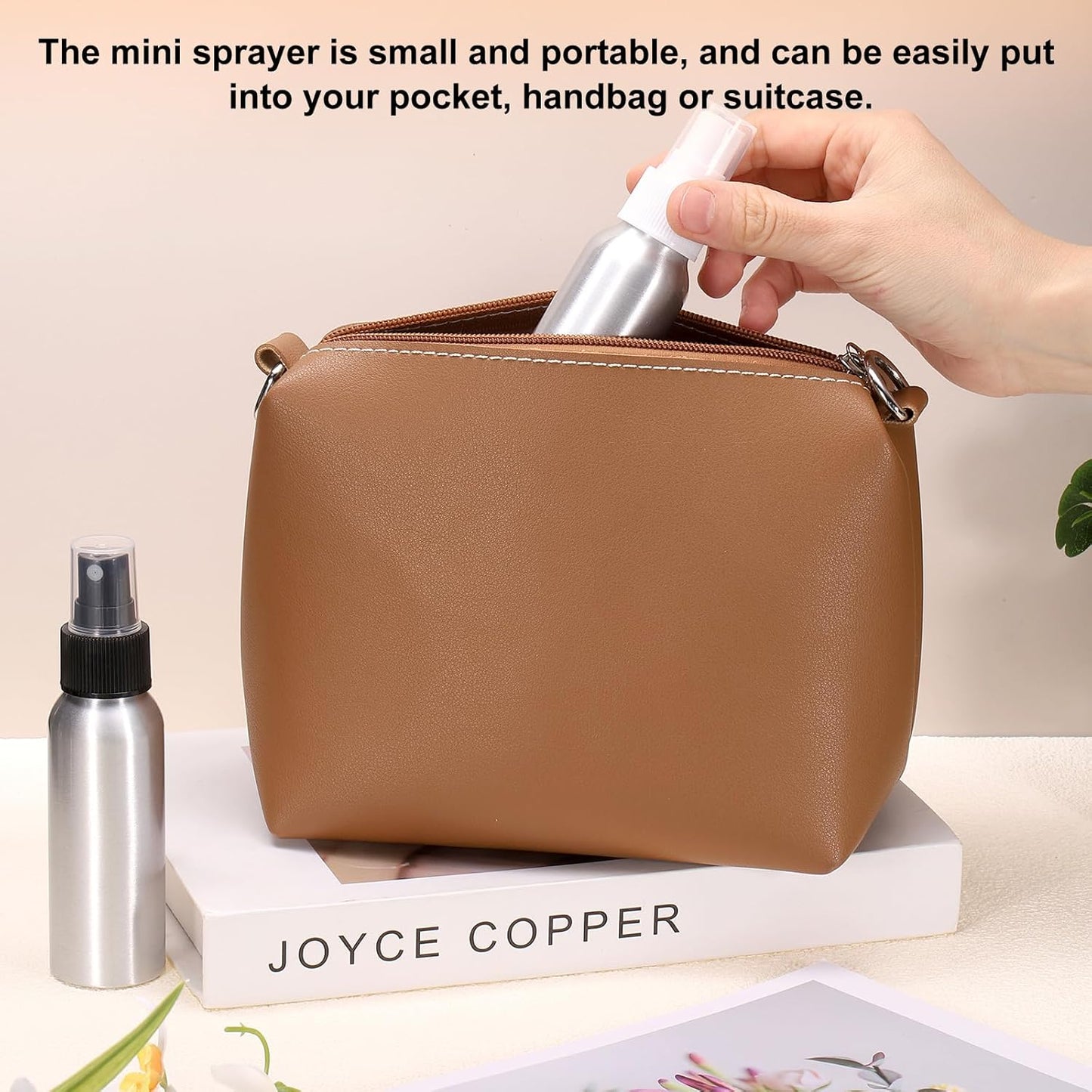 HARFINGTON 5pcs Aluminum Fine Mist Spray Bottles 150ml/5oz Metal Small Liquid Alcohol Refillable Travel Container with White Plastic Nozzle Cap for Perfume Skincare Cosmetic Storage Bottle