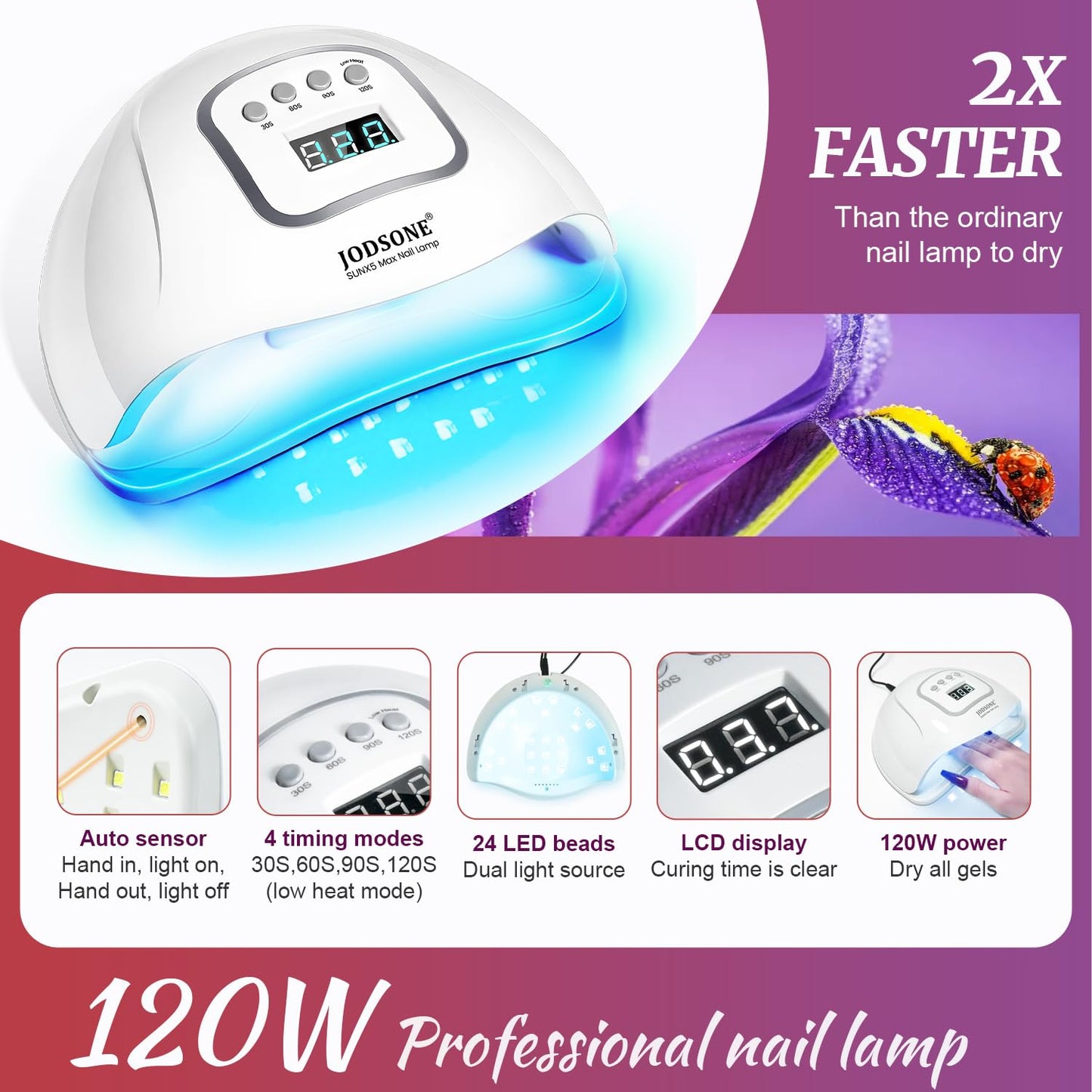 JODSONE Gel Nail Polish Kit with U V Light 32 Colors Gel Polish Set Soak Off Nail Kit Nail Art Salon or Home DIY Manicure Tools Gifts for Women