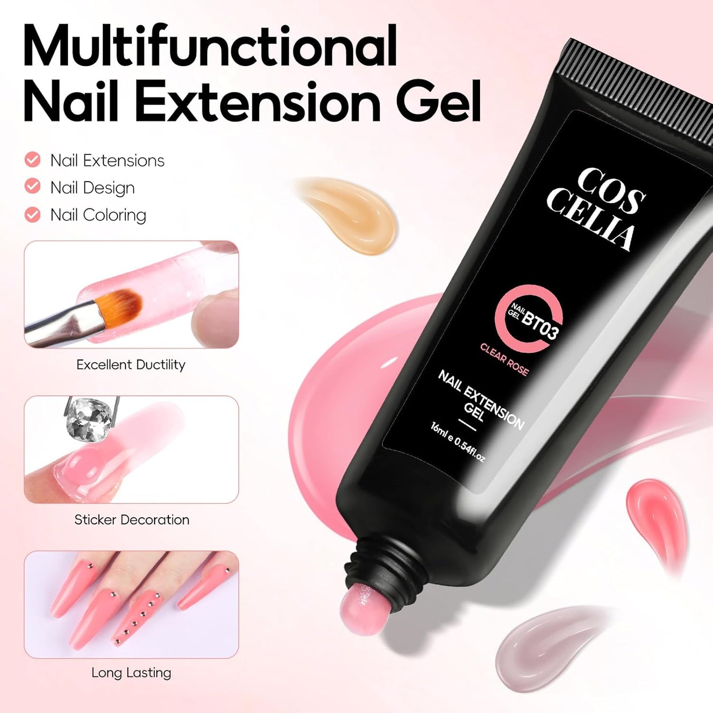 COSCELIA Poly Nail Gel Kit Starter Kit 18pcs 16ML Poly Nail Extension Gel without Lamp for Beginners with Everything Nail Thickening Solutions Matte Top Coat Fall Colors DIY Gifts for Women