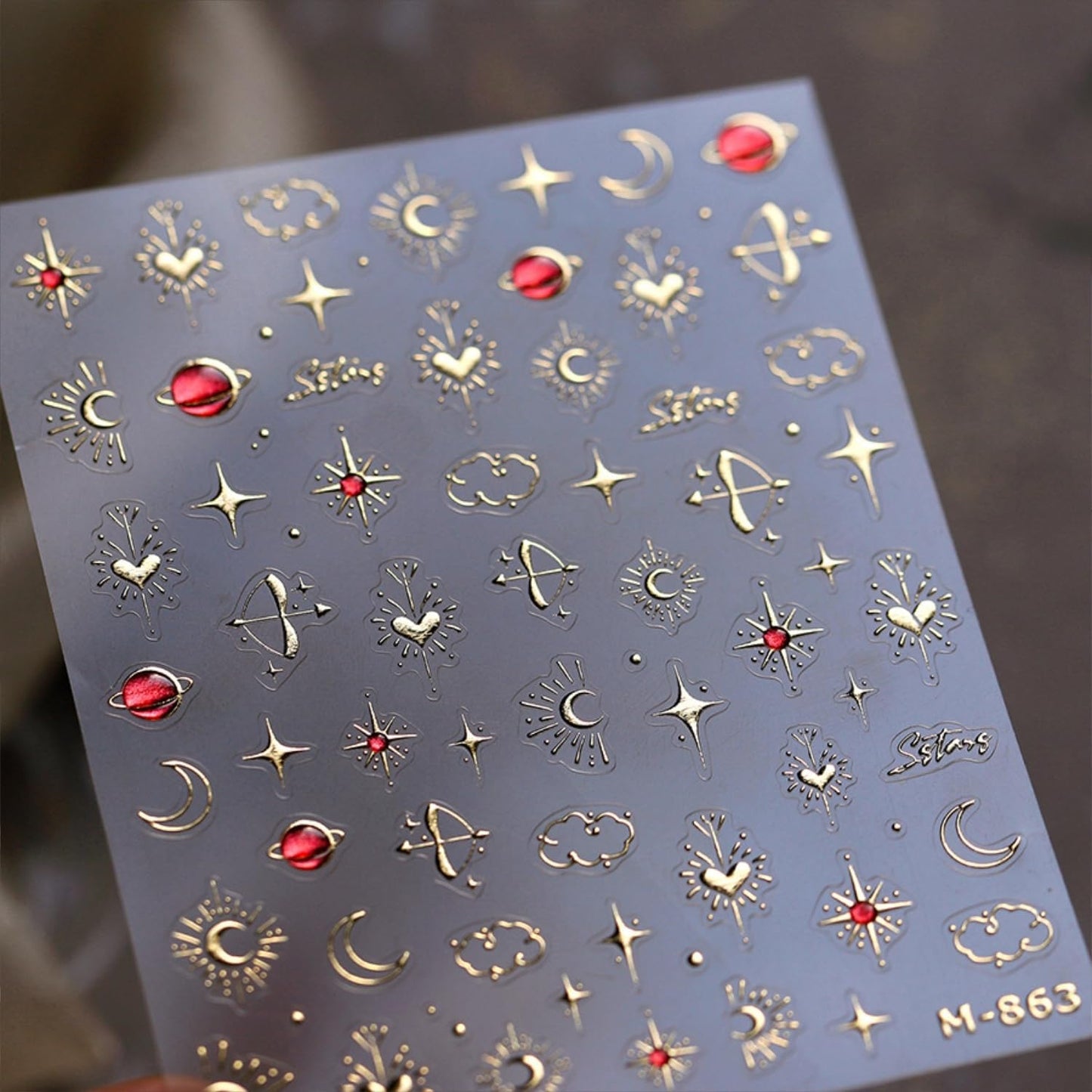 Gold Star Nail Stickers for Nail Art 3D Self Adhesive Moon Heart Nail Art Stickers Gold Star Nail Decals Glitter Nails Design for Acrylic Nails Heart Moon Star Nail Supplies for Women Girls