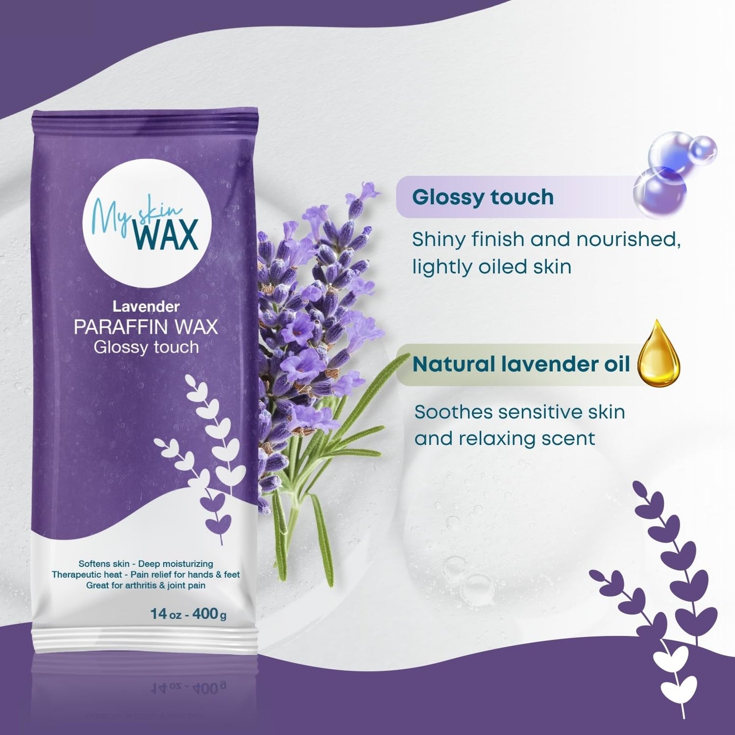 Paraffin Wax Refills Maxi Pack for Hands and Feet Bath – 6 Large 14oz Blocks (5.25 lb), Lavender Scent, Moisturizing Slightly Oily Wax for Arthritis Relief, Pedicure, Home and Spa Therapy