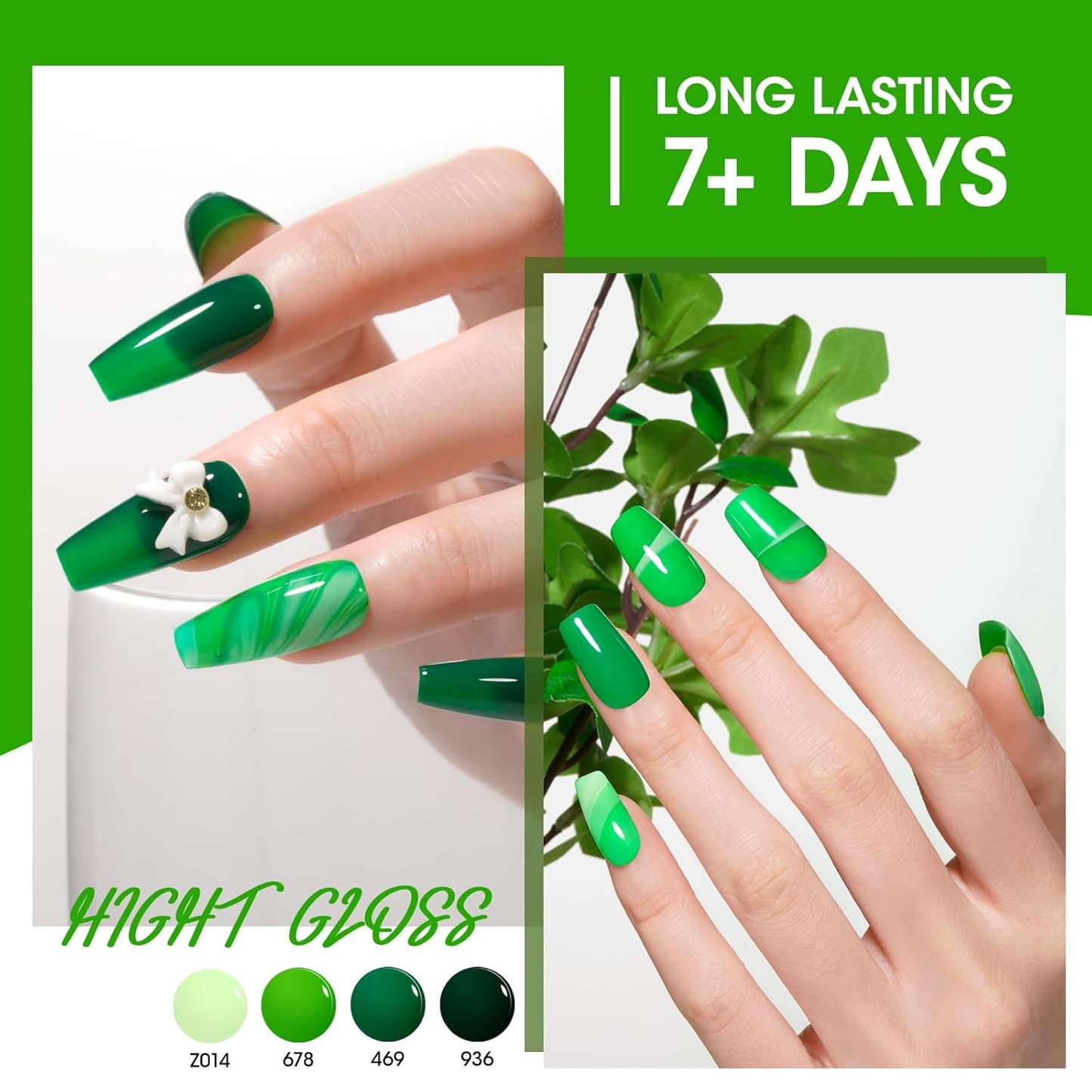 GELLEN Green Regular Nail Polish Non Gel, Fast Air Drying Full Size Green Nail Polish No UV Light Needed Spring Summer Dark Light Grass Forest Jungle 6 Colors Set for Women Manicure St. Patrick's Day