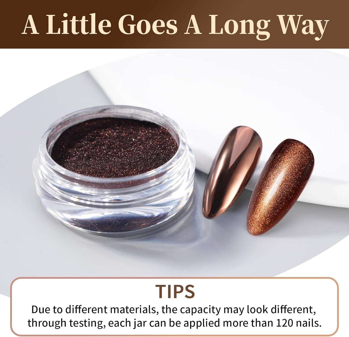 Pretty Diva Chrome Nail Powder - Coffee Chocolate Effect Nail Art Mirror Chrome Nail Powder, Brown Metallic Mirror Chrome Powder Pigment for Nail Art Decoration