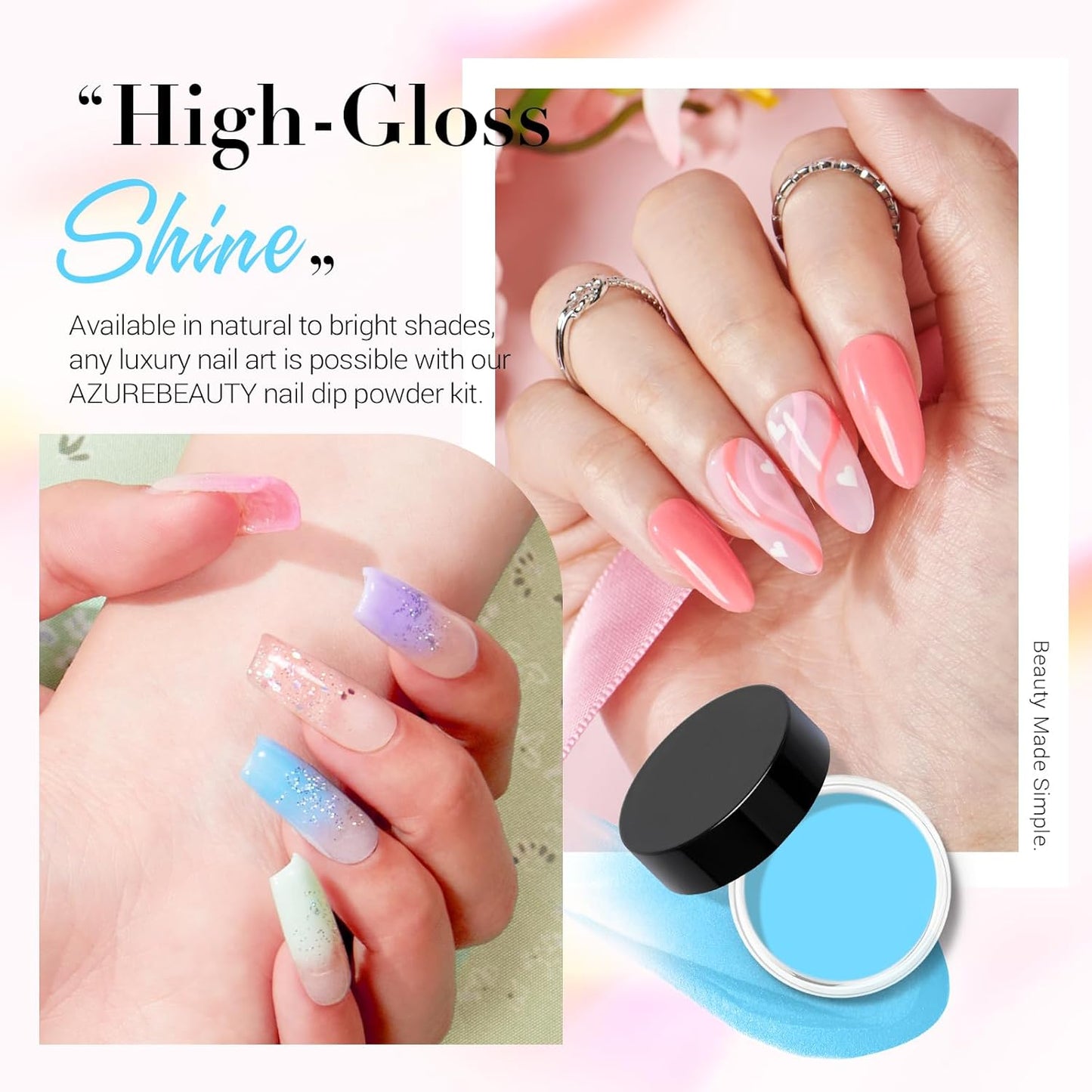 AZUREBEAUTY Dip Powder Nail Kit with Electric Nail Drill 24 Colors Pink Pastel Blue Purple Nails Starter Kit with Dip Liquids Base Top Coat Activator Portable Manicure French Nail Art Essential Set