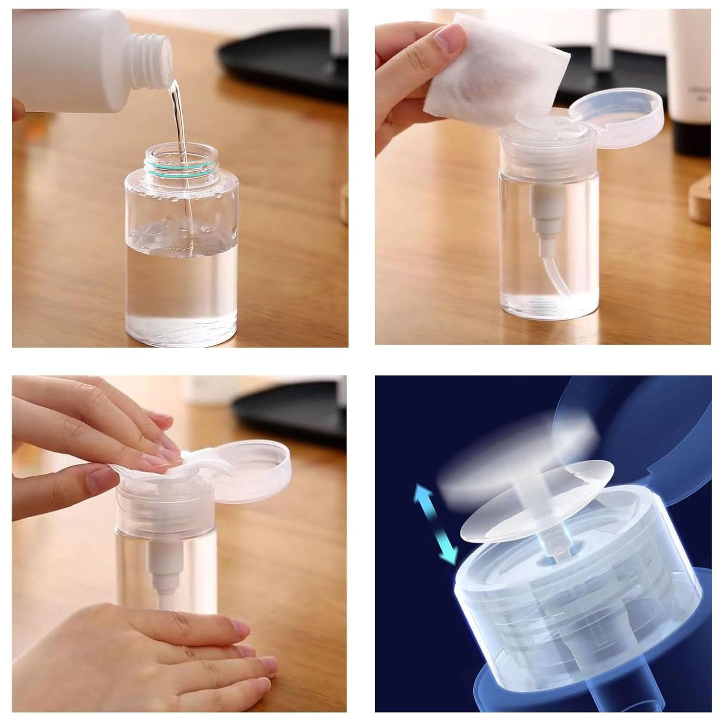 Ponjowl Gel Nail Polish Remover Kit with 10pcs Black Nail Polish Remover Clips Cap, Acetone Nail Dispenser Bottle, Polish Cuticle Pusher, 400 PCS Cotton Pads, Handle Brushes, Nail File, Buffer Block.