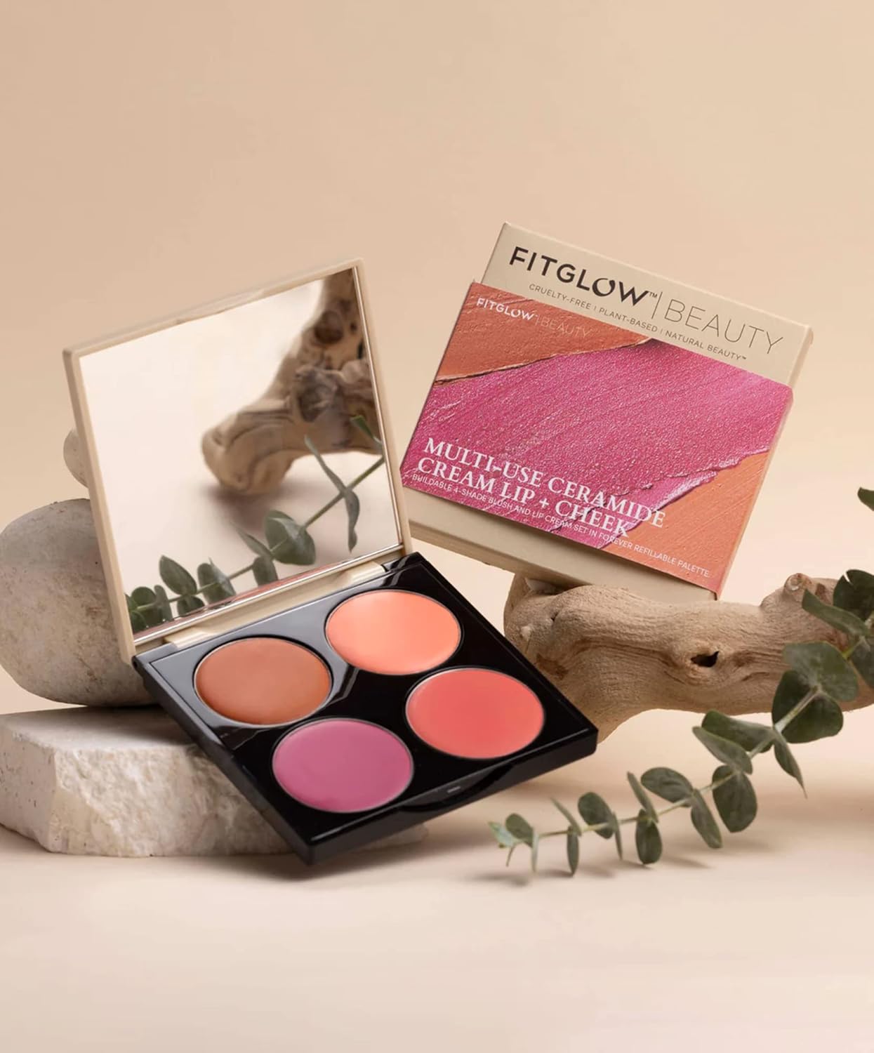 FITGLOW Beauty – Ceramide Cream Lip + Cheek Palette | Vegan, Woman-Owned Clean Beauty (Freshly Picked)