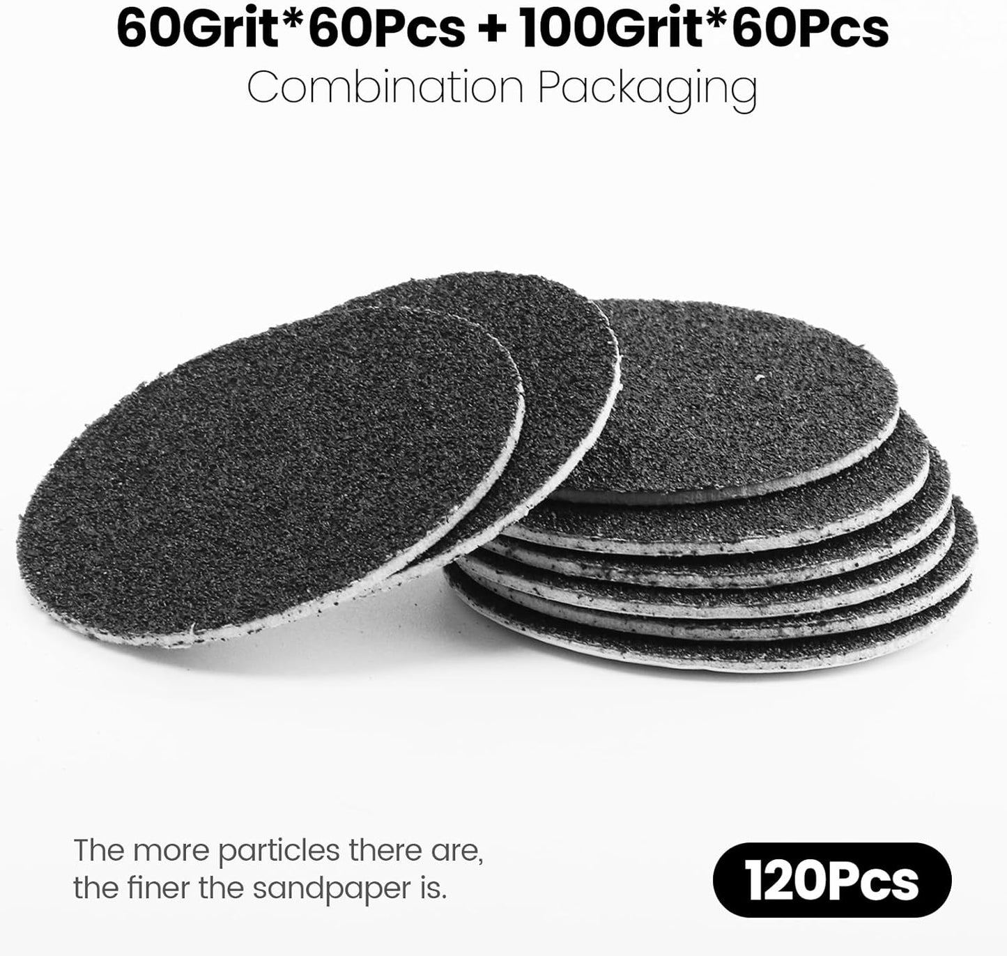 120pcs Replacement Sandpaper Refill Discs for Electric Foot File Callus Remover Tool for Men Women Dead Cracked Hard Skin (60 Grit+100 Grit)