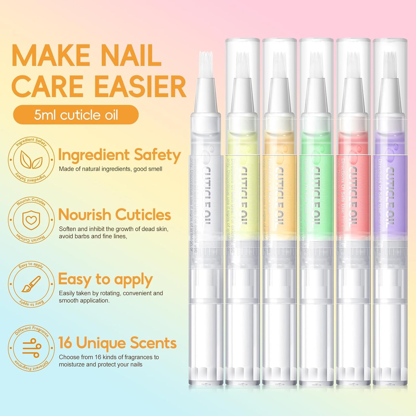 COSCELIA 16 pcs Cuticle Oil Pens Bulk for Nails Cuticle Revitalizer Oil Pens Set Nail Care Nourishment Treatment Moisturized Repair Pen Manicure Tools for Gel Nails