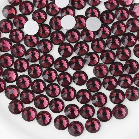 Beadsland 144pcs Flat Back Crystal Rhinestones Round Gems for Nail Art and Craft Glue Fix, Amethyst, SS40, 8.4-8.7mm