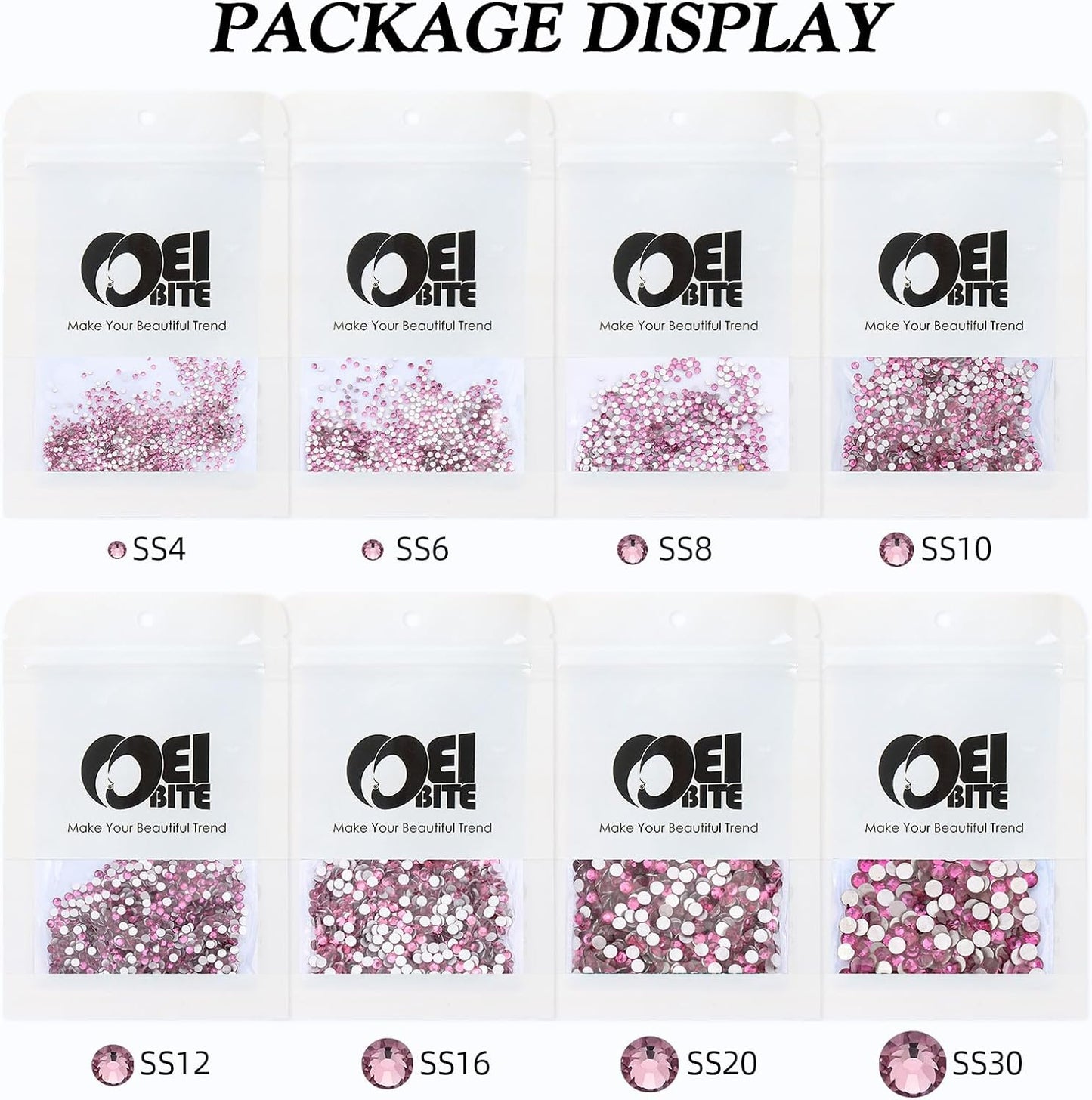 Light Amethyst Flatback Rhinestones, Glass Rhinestones for Nail Art and Craft, Glue Fix, Loose Crystal Gemstones(Lt.Amethyst, SS16, 1440pcs, 3.8-4.0mm)