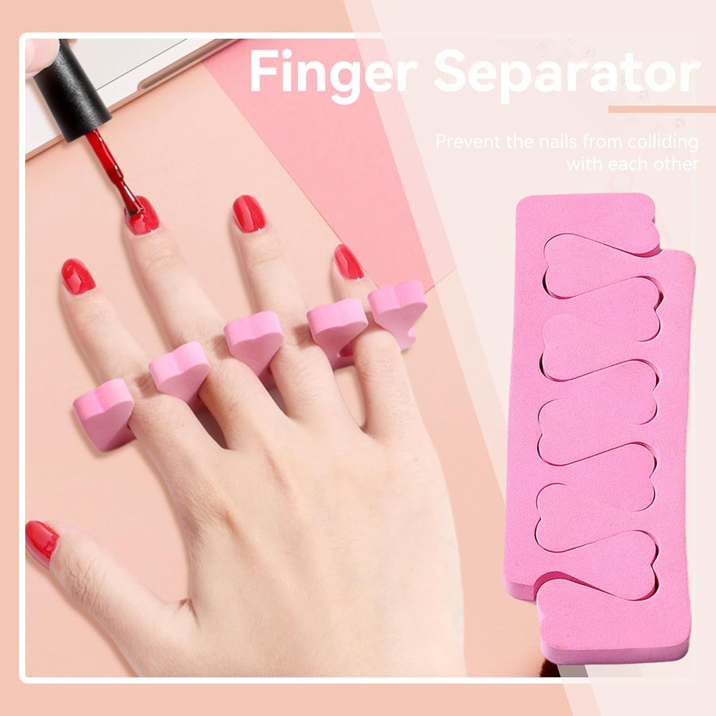100PCS Sponge Toe Separator, Soft Toe Spreader Nail Art Finger Separator Divider Spacer Manicure Pedicure Tool for Nail Polish Salon Supplies (Pink)