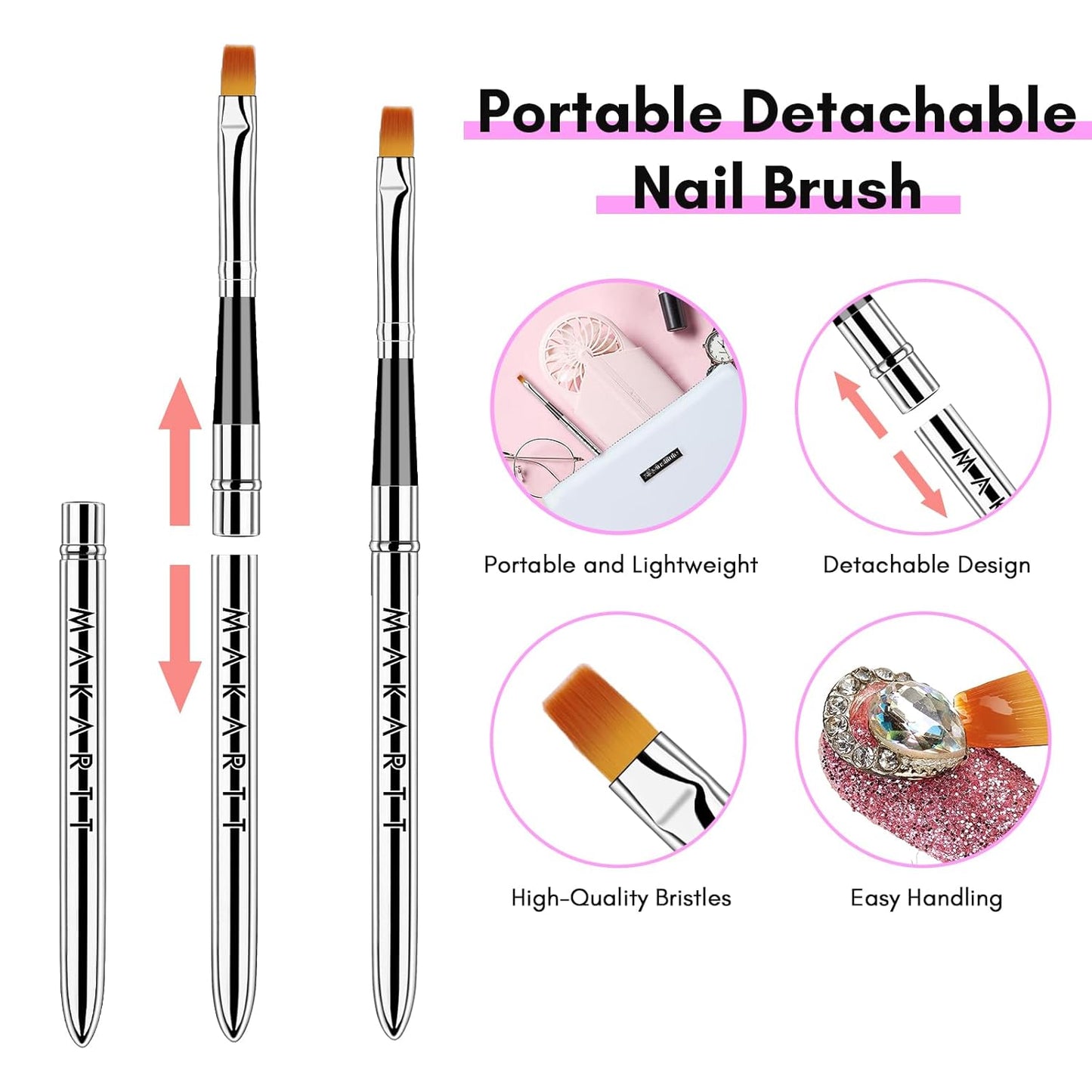 Makartt Nail Rhinestone Glue Gel with Brush Pen Set, 15ml Clear Nail Gem Glue Wipe-Off Super Strong Adhesive Nail Art Glue Gel for Nail Decorations 3D Stones Charms Flowers, Nail Lamp Needed