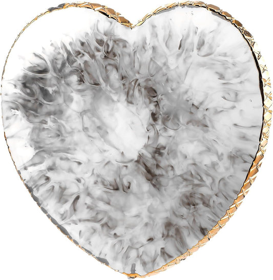 Sibba Resin Nail Art Palette Nail Mixing Palette Polish Color Mixing Plate Golden Edge Nail Holder Display Board Heart Shape Cosmetic Mixing Tools