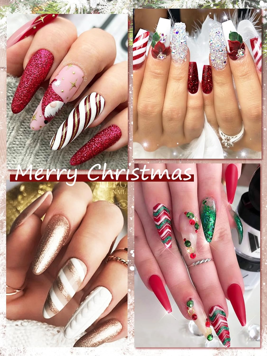 Poly Nail Extension Gel Kit -EBANKU Christmas 6 Colors Poly Nail Gel White Green Red Glitter Golden Classic Colors Christmas Builder Nail Gel Manicure Gift for Nail Art Decoration DIY at Home