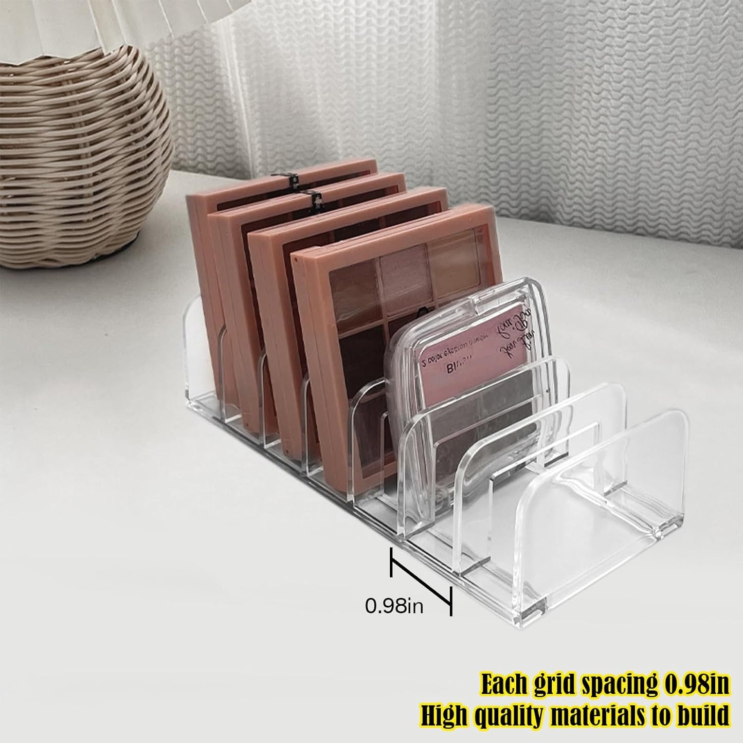 Makeup Palette Organizer,Acrylic Eyeshadow Palette Pallet Holder,7 Sectons BPA-Free Divided Make Up Blush,Contour Storage Holder Cosmetic Eye Shadow Display Stand Clear Rack Vanity Holder（2 Pack）