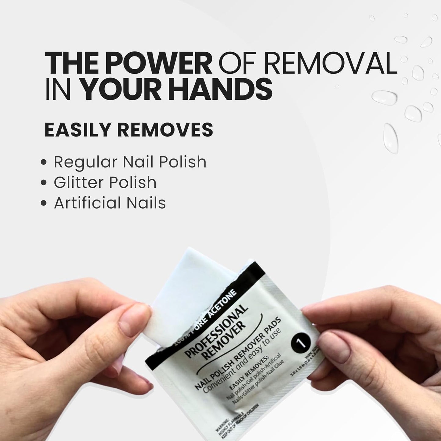 Pronto Acetone Nail Polish Remover Pads, 10 Pcs. Individually Wrapped Acetone Wipes, Pure Acetone Wipes Remover For Salon & Home - Quick Polish Nail Soak Pads