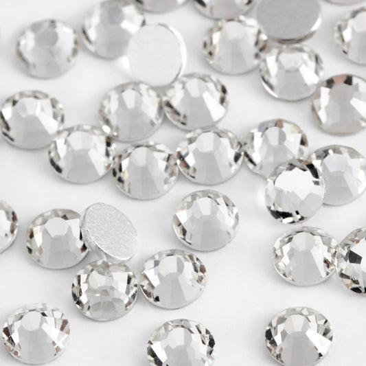 2000PCS SS16 Flatback Rhinestones | 12-Facet Diamond-Cut Glass Gems for Nail Art, Clothing, DIY Crafts |Glue-On Decoration Stones with Silver Backing(Crystal)