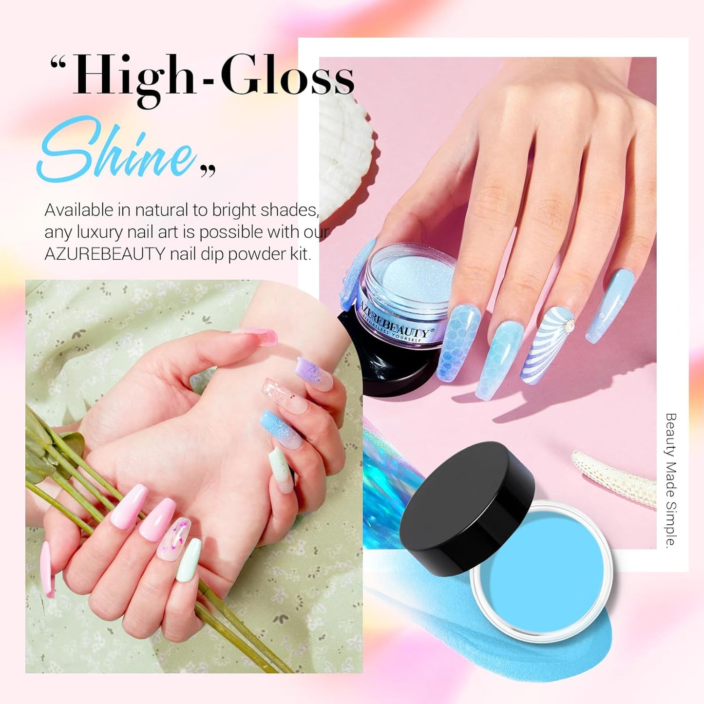 AZUREBEAUTY Dip Powder Nail Kit with Electric Nail Drill 24 Colors Spring Summer Macarons Purple Pink Nail Starter Kit with Dip Liquids Base Top Coat Activator Portable French Nail Art Essential Set