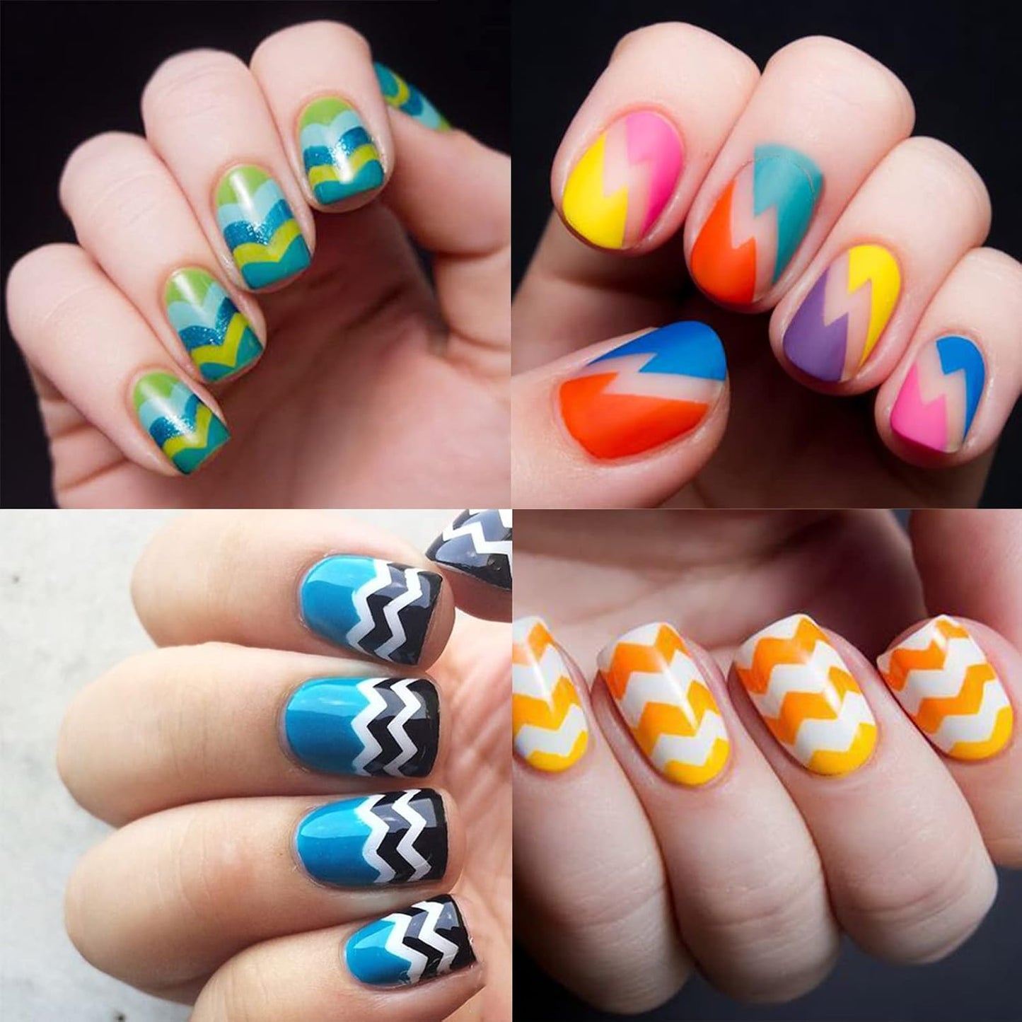 1422 Pcs French Tip Nail Guides, Self-Adhesive French Moon Shaped V-Shaped Manicure Strip Stickers for Edge Auxiliary Black DIY Decoration Stencil Tools(11 Designs, 36 Sheets)