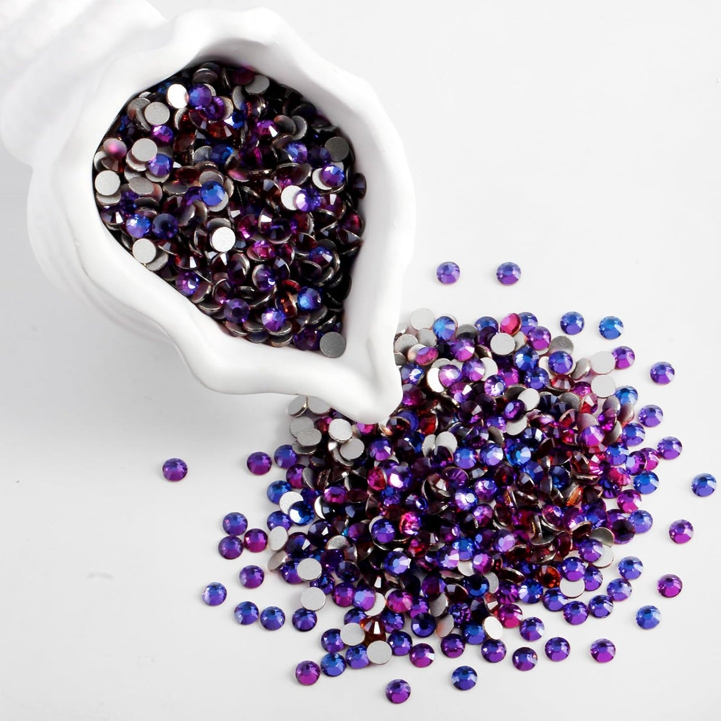400 PCS SS30 Flatback Rhinestones,12-Facet Diamond-Cut Glass Gems for Nail Art,Clothing,DIY Crafts,Glue-On Decoration Stones with Silver Backing,Purple Velvet