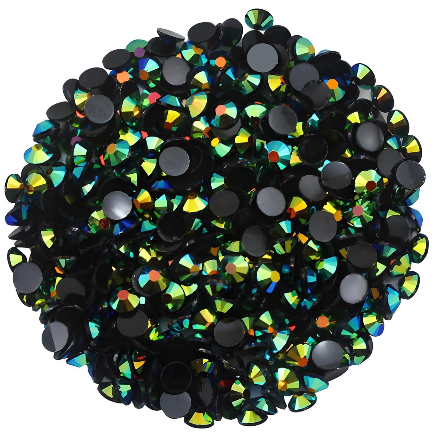 4500 Pcs SS12 3mm AB Flatback Rhinestones for Nails Art Crafts Glitter Round Shine Gems Crystals DIY Clothes Shoes （Black-Bottom Dark Green AB）