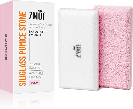 Glass Pumice Stone Callus Remover for Feet, Elbows, Hands, and Knees, Spain Made - 2 in 1 Pedicure Exfoliator and Scrubber for Rough, Hard Skin (Pink Color)