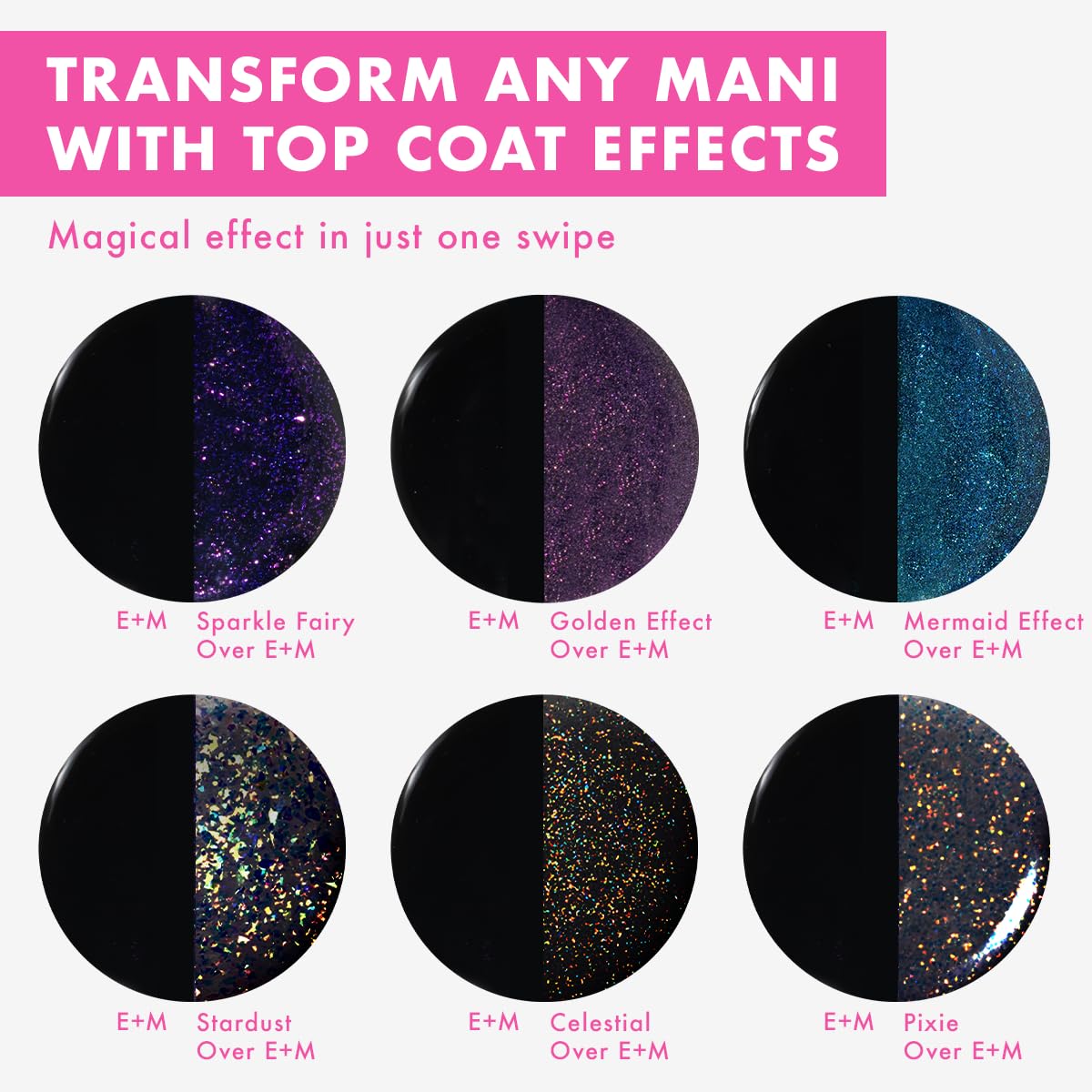 Olive & June Long Lasting Nail Polish Top Coat - Sparkle Fairy | Gel-Like Finish | No Lamp Needed, Lasts up to 10 days | Salon-Quality at Home | Vegan & Cruelty-Free, Chip-Resistant | Iridescent Flake