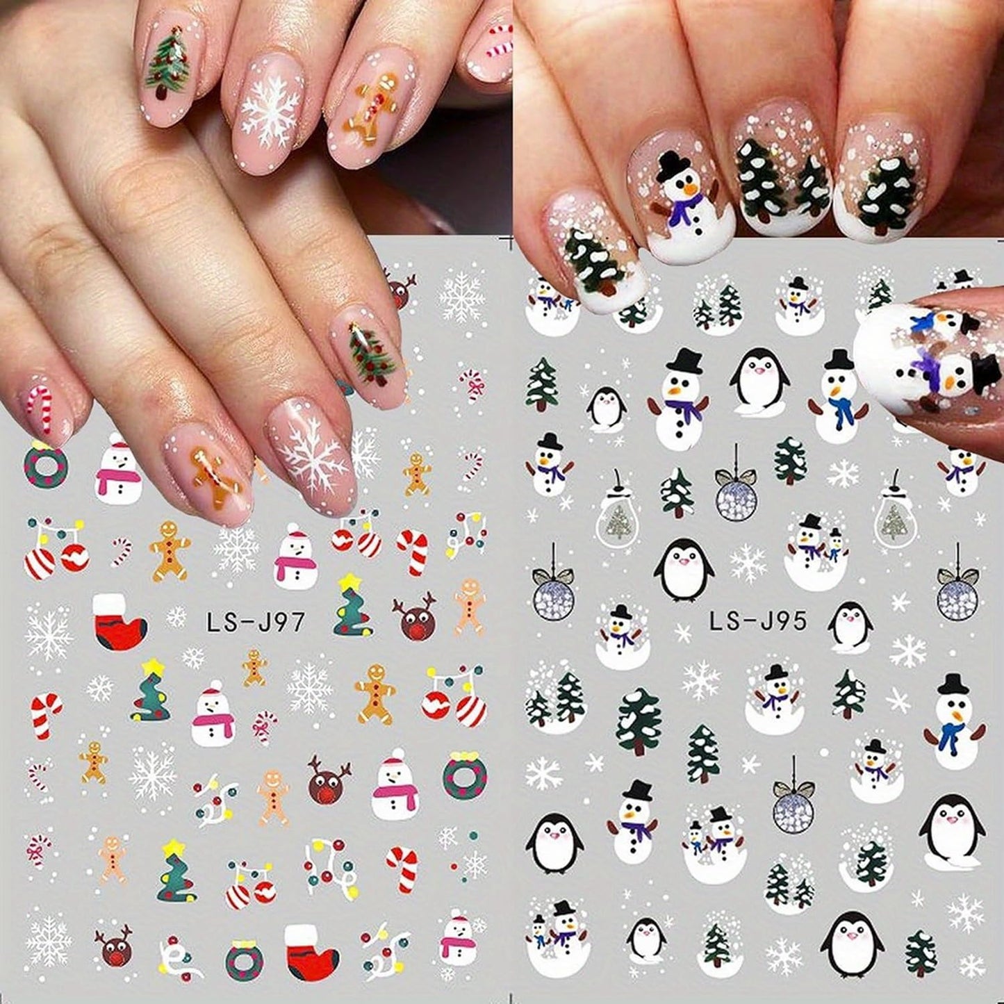 9 Sheets Christmas Nail Art Stickers 3D Christmas Nail Decals with Santa Claus Snowflake Elk Deer Snowman Xmas Tree Design Manicure Decal Winter Cartoon Christmas Nail Art DIY Decor Supplies for Women