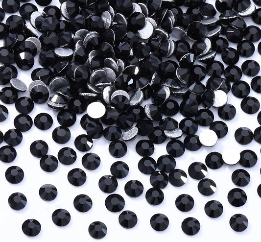 Black Flatback Rhinestones, Glass Rhinestones for Nail Art and Craft, Glue Fix, Loose Crystal Gemstones(Black, SS10, 2880pcs, 2.7-2.8mm)