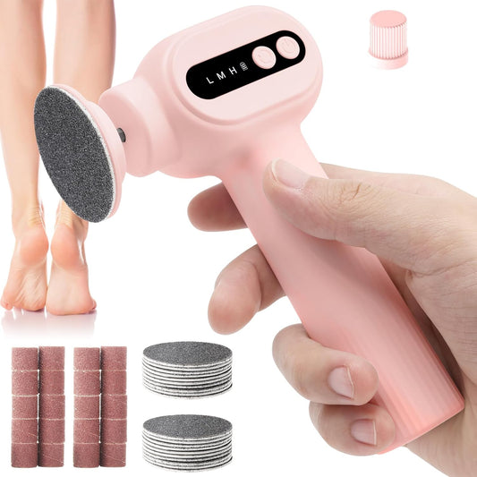 Electric Callus Remover for Feet, 2 in 1 Cordless Foot File Grinder Scrubber for Dead Skin, Adjustable Speed Rechargeable with Sandpaper Discs, Professional Pedicure Tools Gifts for Women Girls (Pink)