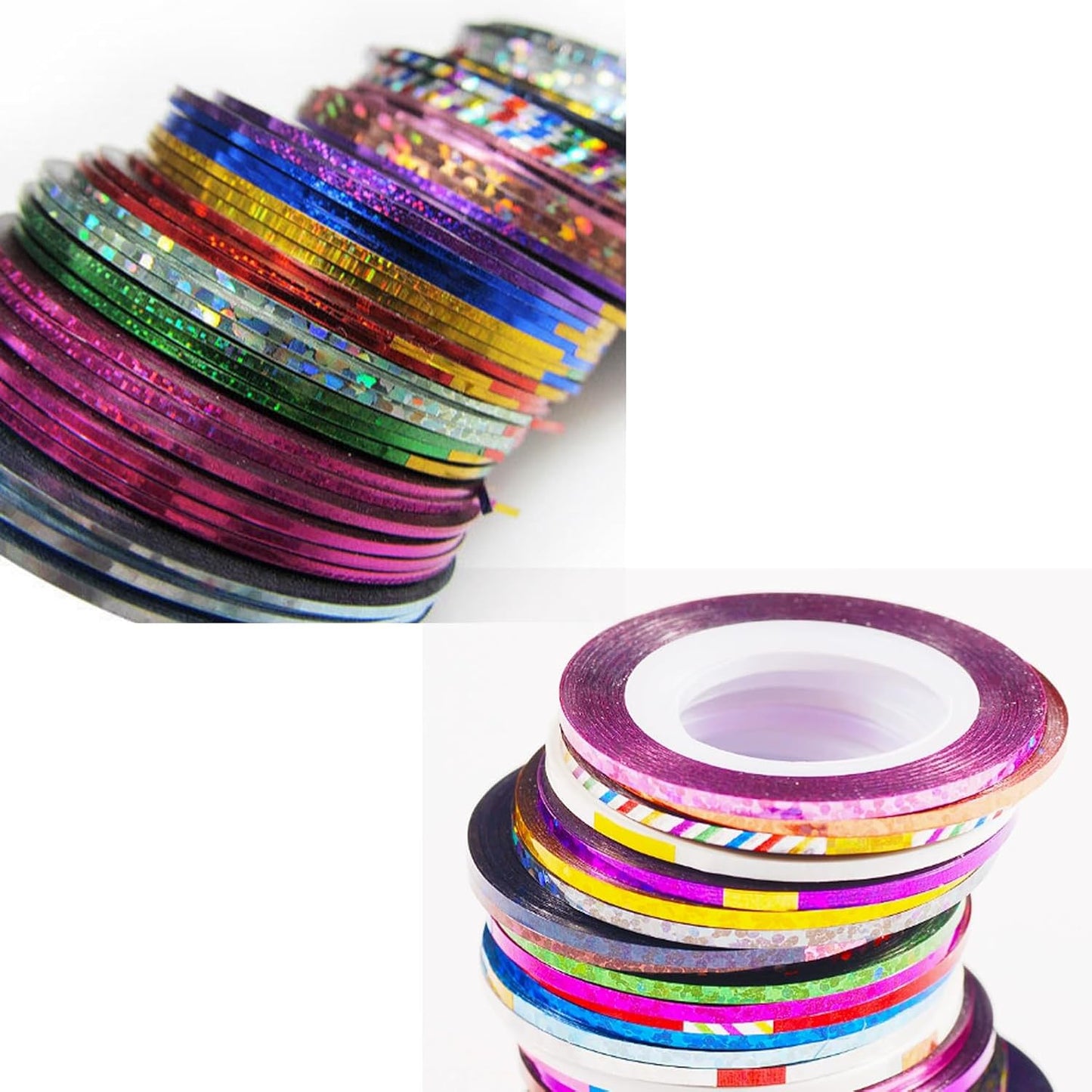 Nail Art Striping Tape Lines Kit 36 pcs 1mm 2mm 3mm Nail Tape Strips for Design DIY Silver Nails Striping Tape (Blue)