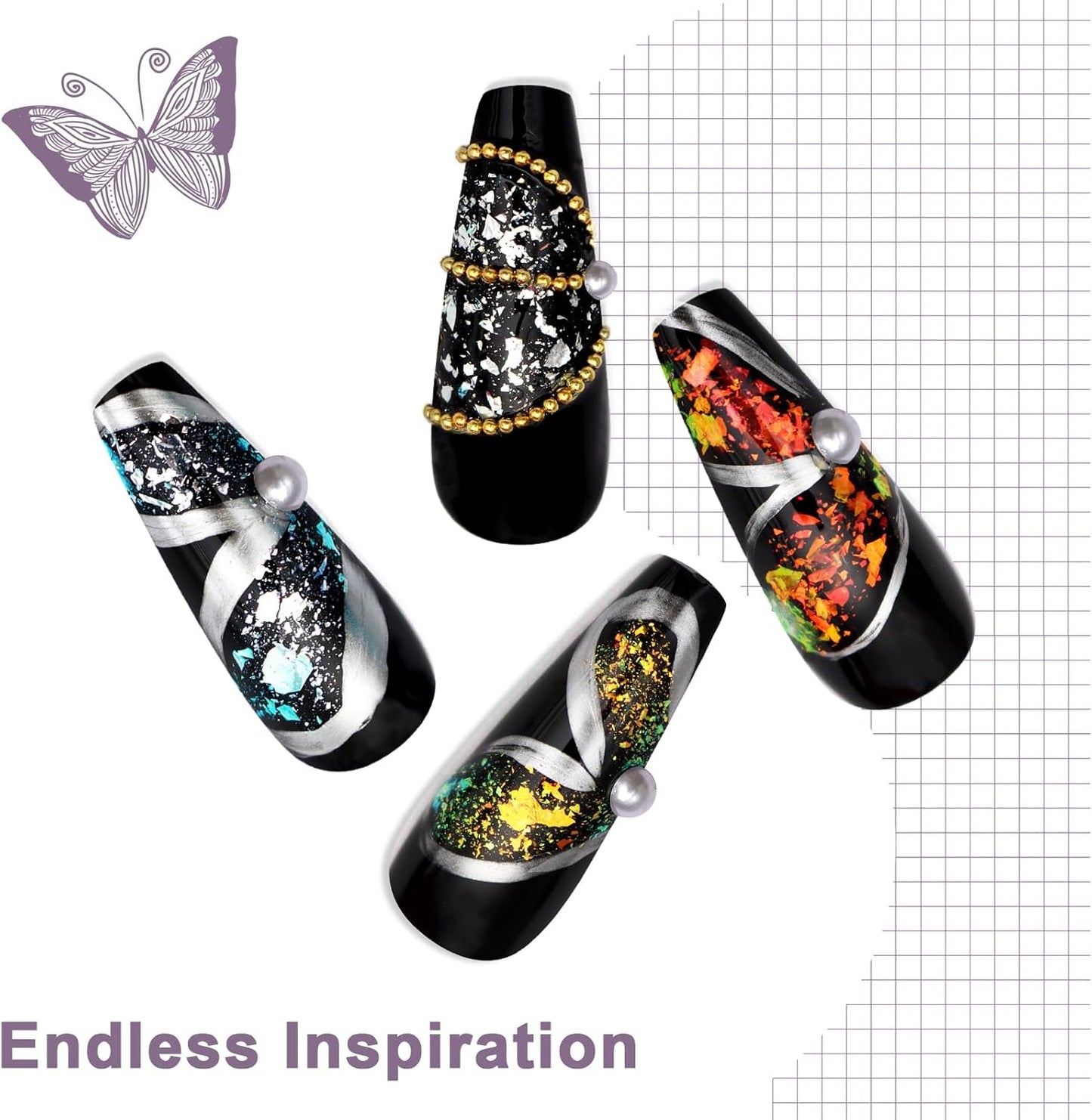 Laza Ice Blue Pearl Chameleon Flakes Nail Glitter Irregular Opal Nail Foil Flakes Chunky Confetti Color-Shift Sequins Iridescent Fairy Dust for Mermaid Nails Design, Nail Decorations for Nail Art