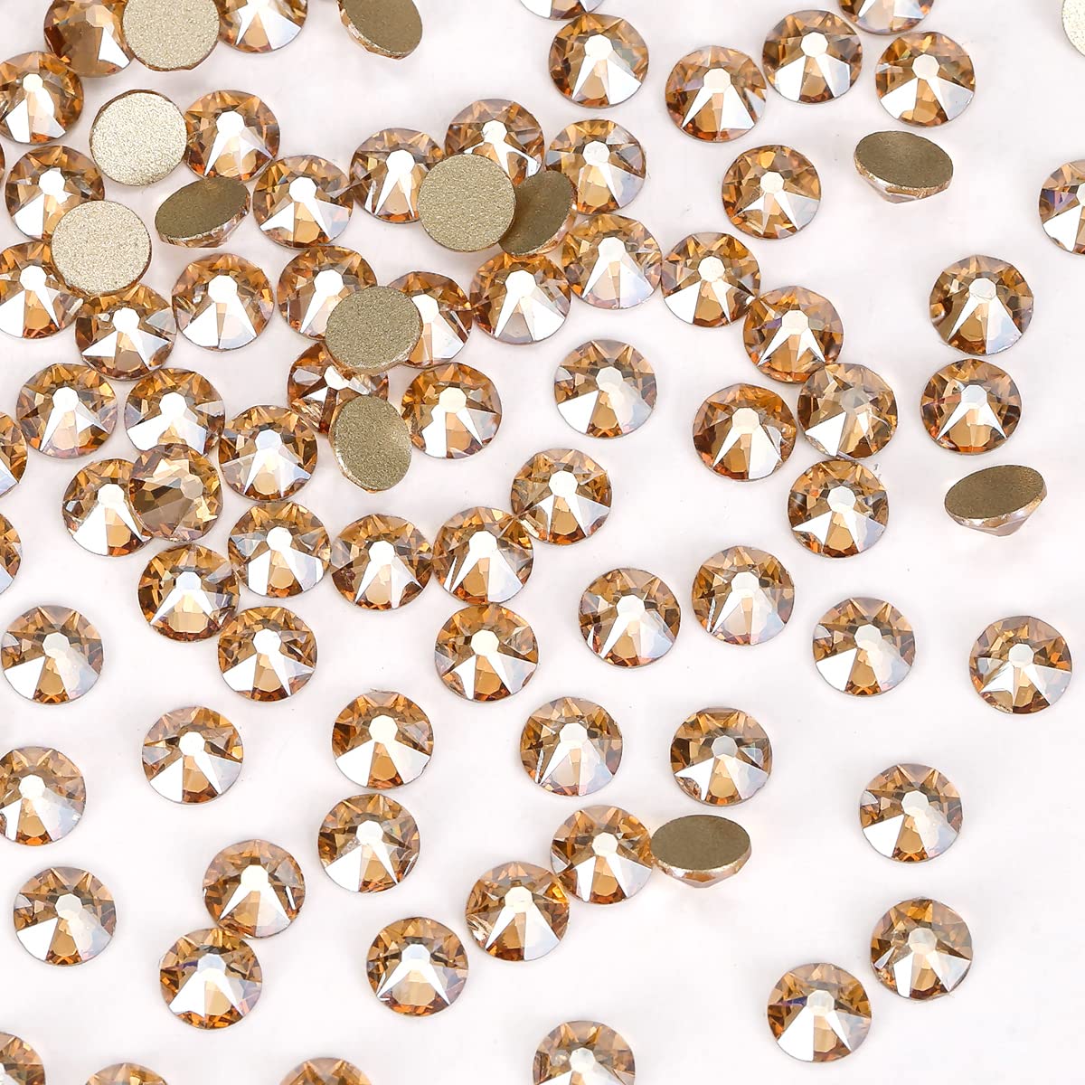 Novani Golden Shadow Rhinestones 1440pcs Flat Back Round Rhinestone Style 2088 Sparkly Crystal Gemstones for Nail Art and Crafting SS10,2.7-2.9mm