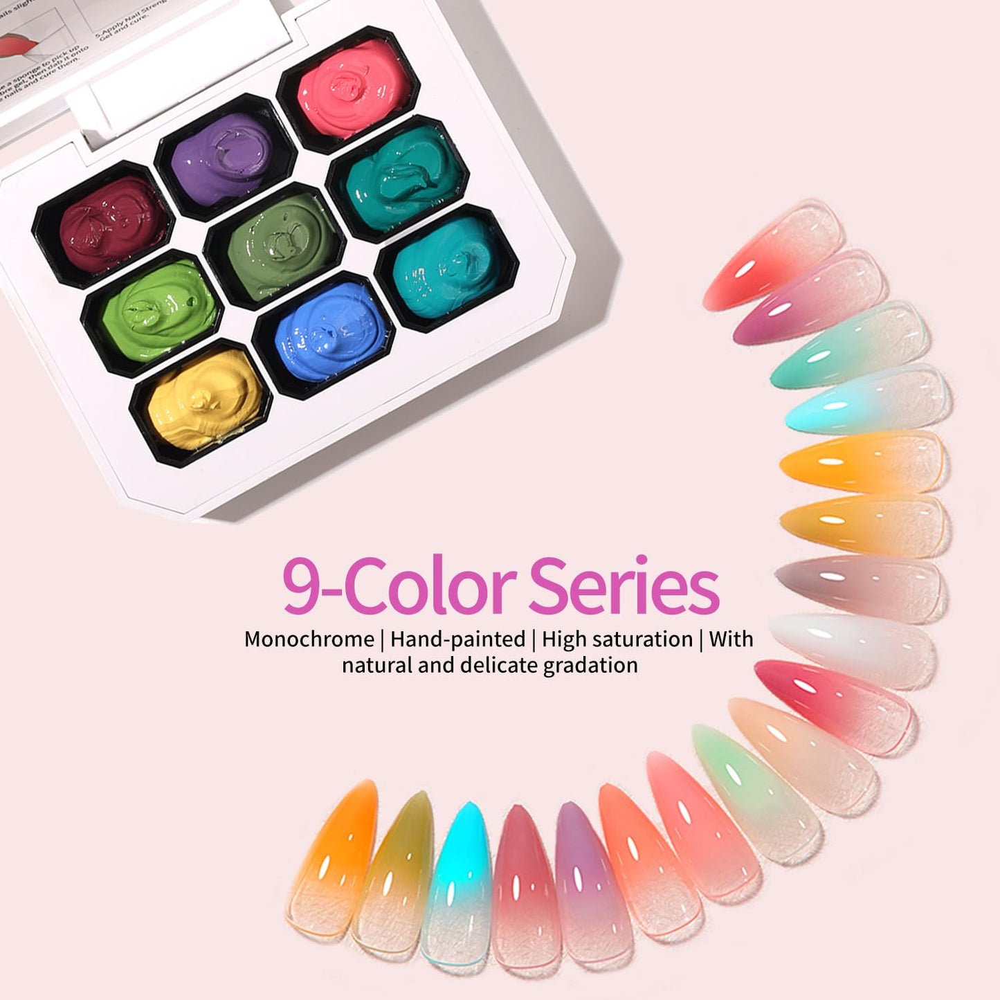 Ombre Gel Polish Nail Sponges for Ombre 9 Series Colorful Blush Effect Gradient painting gel ombre & pat paint for nails Multistyle French Manicure Nail Art DIY Home (A1, 1)