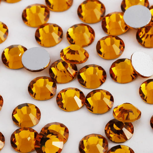 400 PCS SS30 Flatback Rhinestones,12-Facet Diamond-Cut Glass Gems for Nail Art,Clothing,DIY Crafts,Glue-On Decoration Stones with Silver Backing,Topaz