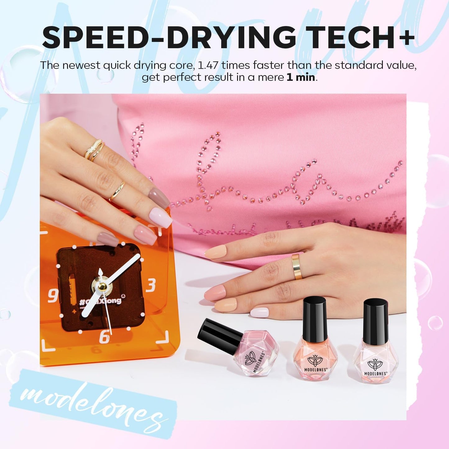 modelones Nail Polish Set, 6 Colors Shimmer Pearl Chrome White Pink Mermaid Purple Quick Dry Nail Polish Kit Fingernail Polish 2025 Manicure DIY Salon Home Gifts for Women Girl