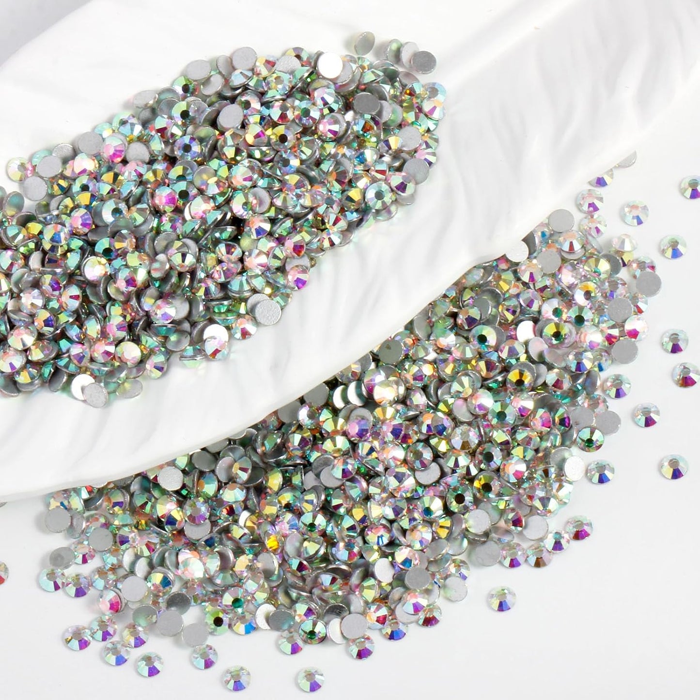 3000PCS SS8 Flatback Rhinestones | 12-Facet Diamond-Cut Glass Gems for Nail Art, Clothing, DIY Crafts |Glue-On Decoration Stones with Silver Backing(Crystal AB)