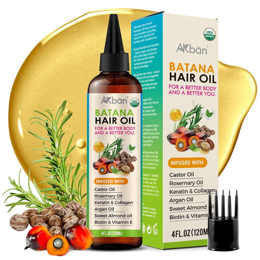 100% Pure Batana Oil for Hair Growth with Castor, Rosemary, Pumpkin, Infused With Biotin, Keratin & Vitamin E, Premium Hair Blend Oils for Hair Growth & Strengthening Hair Treatment, 4 FL OZ