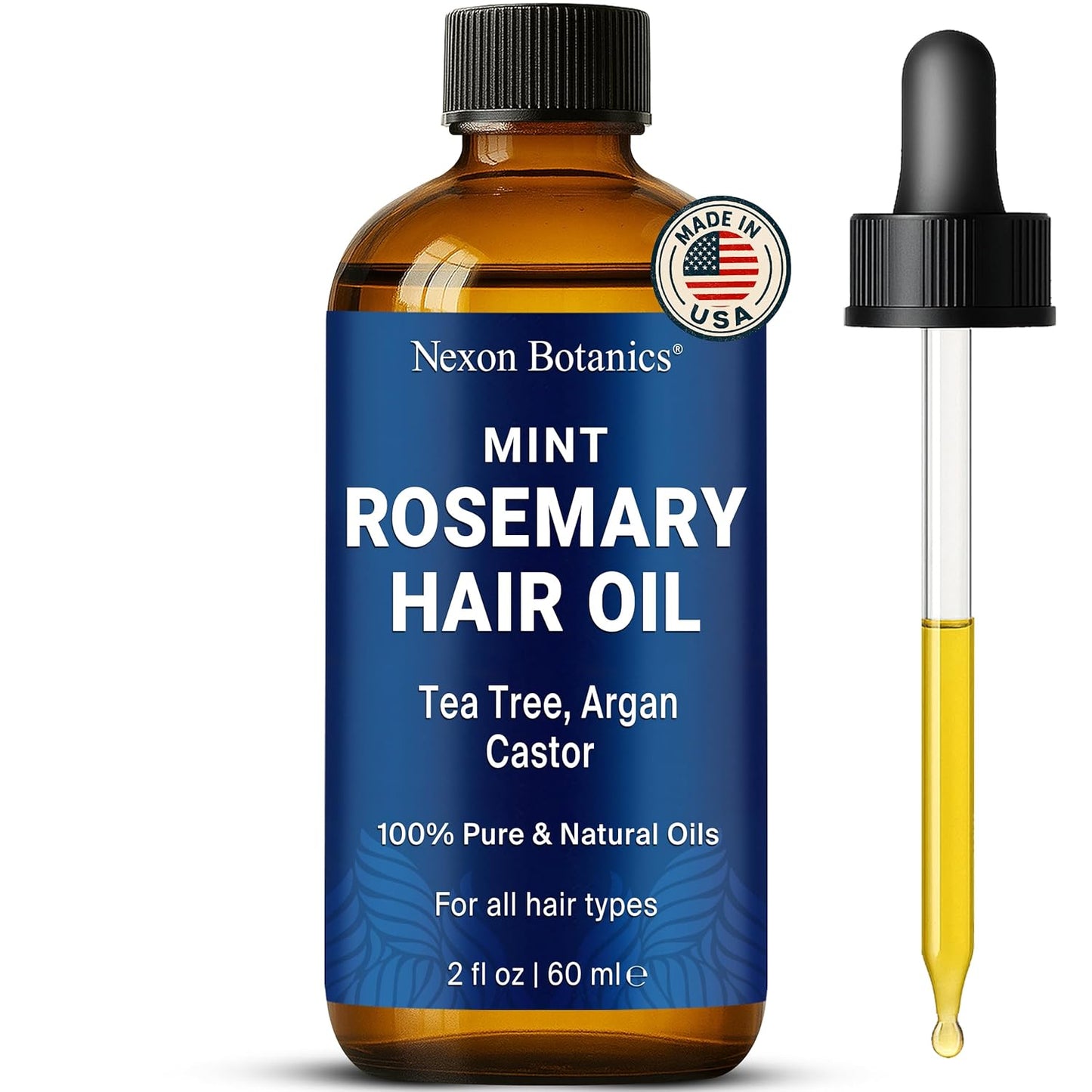 Mint Rosemary Oil for Hair Growth 2 fl oz – Lightweight, Non-Greasy Formula with Peppermint – Strengthens Strands for Healthier, Thicker Look – Nexon Botanics