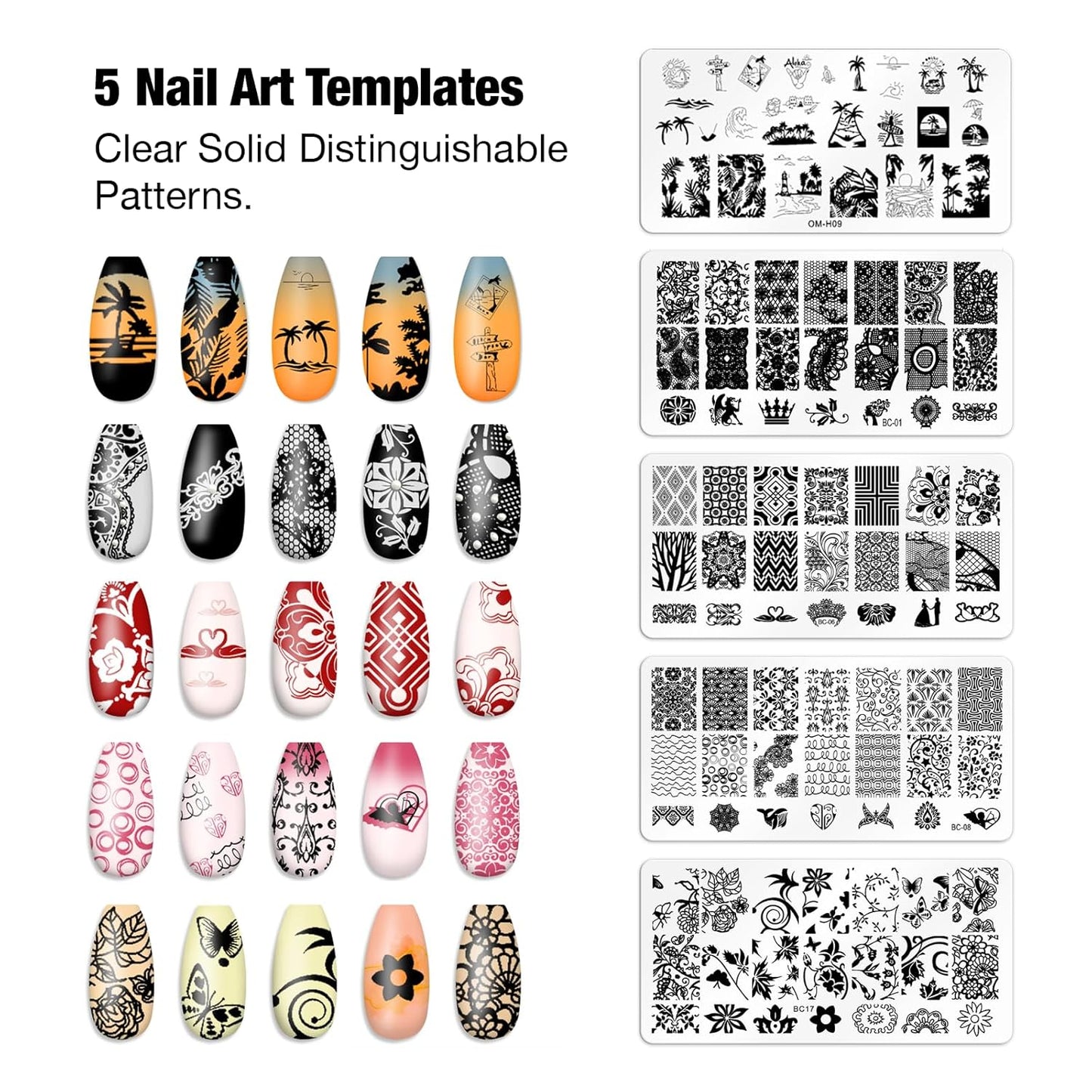 8PCS Nail Art Stamper Clear Silicone Nails Stamping Jelly with Scraper Transparent Visible Body DIY Manicure Nail Art Tool O