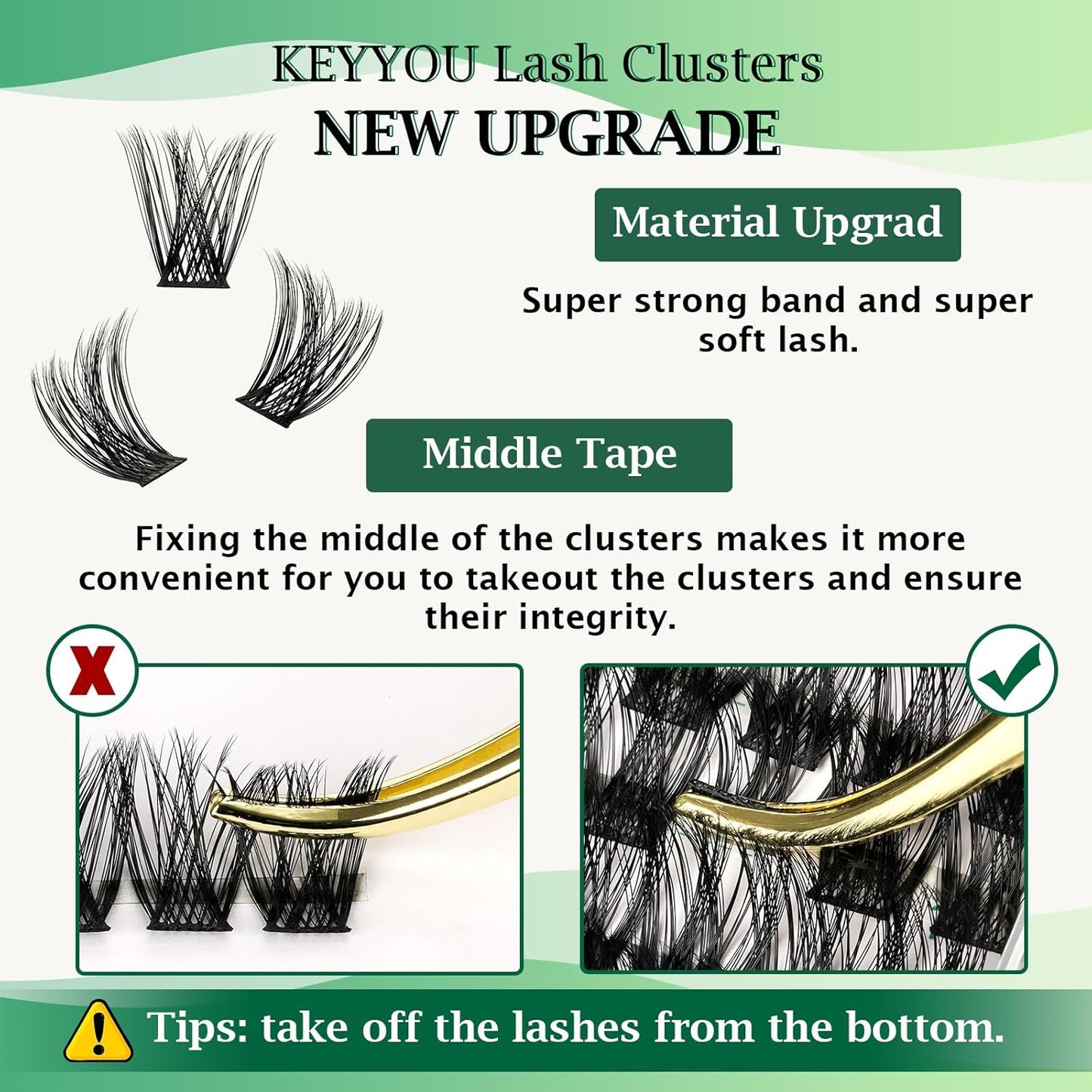 Lash Clusters 96pcs Individual Lashes Y01 D Curl 10mm Eyelash Clusters KEYYOU Volume Wispy Lash Extension Soft&Comfortable Easy DIY at Home(Y01 D-10mm)