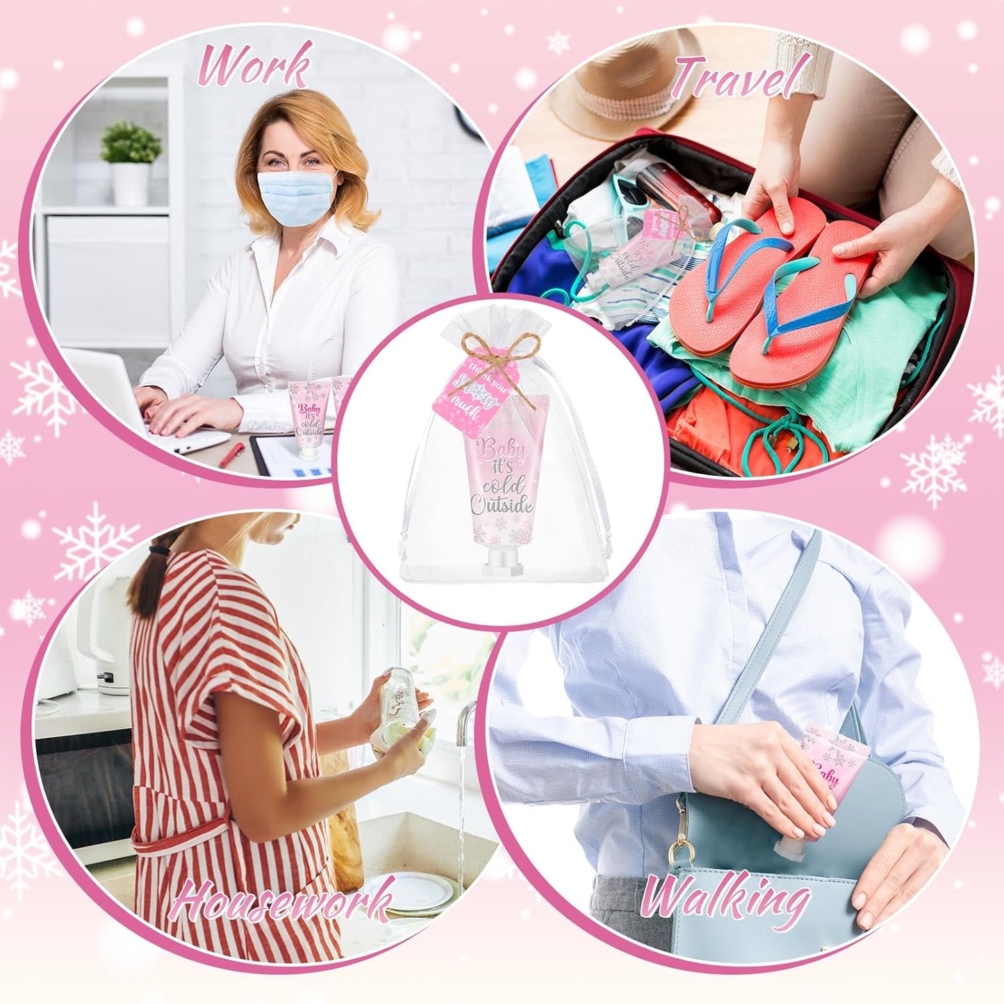 48 Sets Baby Shower Hand Cream Baby Shower Party Favors for Guests Christmas Hand Cream Gift Bulk Travel Size Lotion Set for Wedding Christmas(Cold Outside)