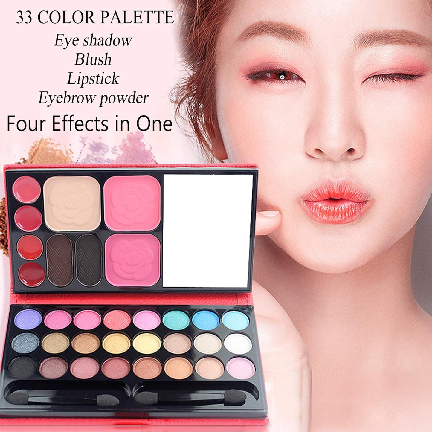 Cosmetic Make up Palette Set Kit, 24 Colors Eyeshadow/Lip Glosses/Eyebrow Powder/Blushers/Pressed Powder/Mirror/Brushes, All-in-One Makeup Gift Set for Teens Girls Beginners Pros
