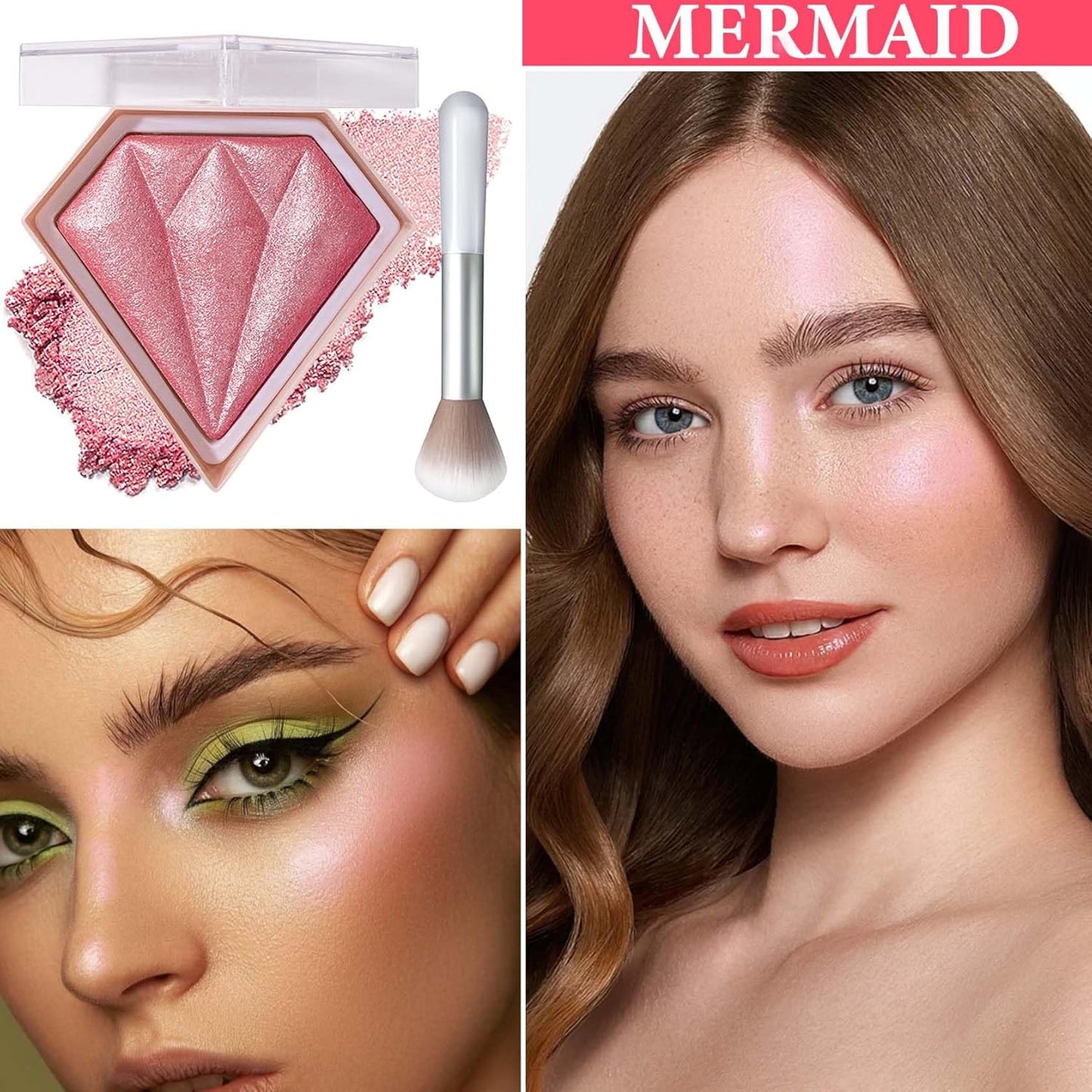 Face Glitter Blush Shimmer Waterproof Highlighter Blusher Powder,Facial Contour Corrector Long Lasting Glitter Illuminator Highlighter Palette Shimmer Highlight Makeup Palette(05#)