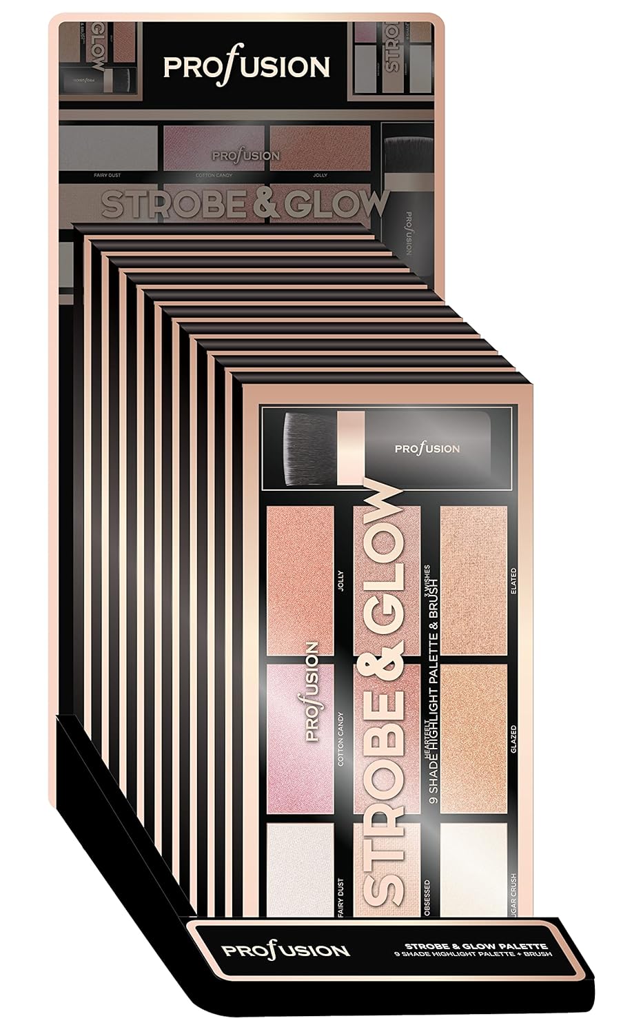 Profusion Cosmetics Professional Artistry Pro Strobe and Glow Highlight Palette Face Cheek Diamond Shimmer Glitter Highlighter Makeup Palette Powder iluminadores
