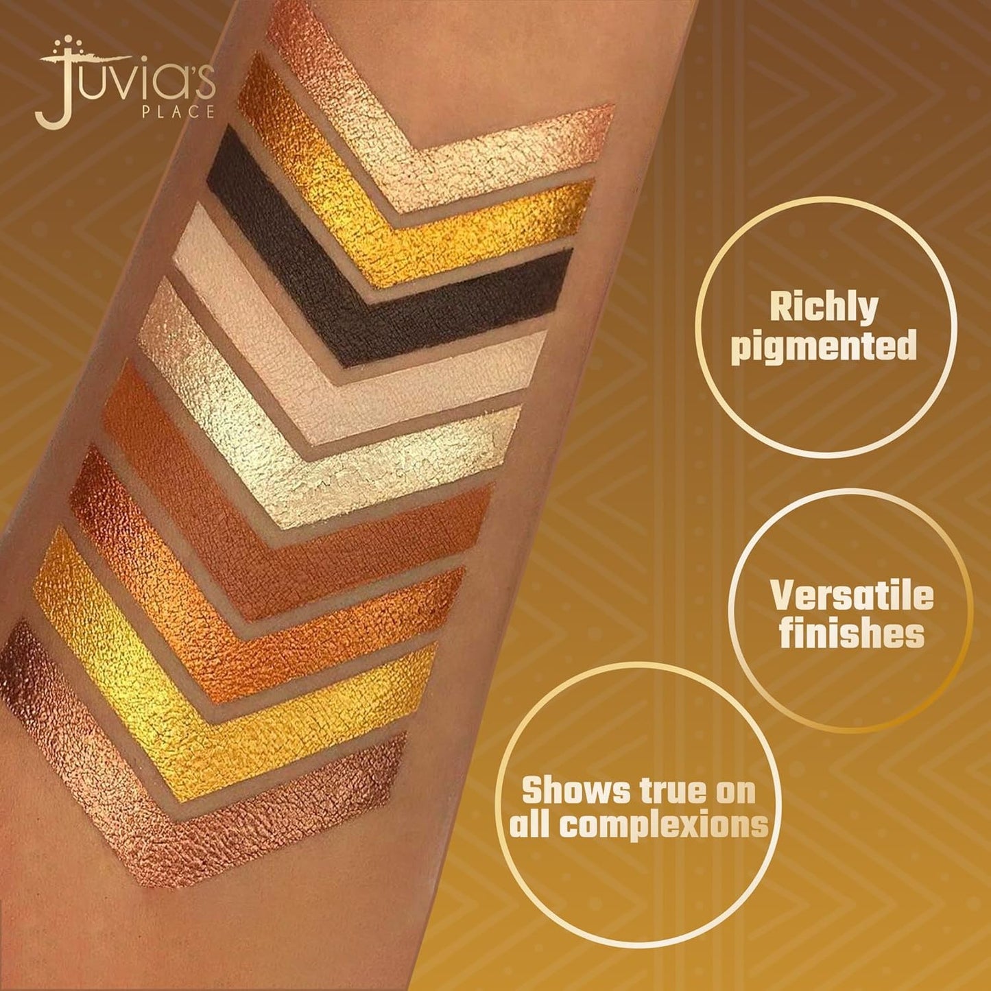 Juvia's Place Palette The Warrior - Warm Golds, Browns & Bronzes, Shades of 9, Warm and Neutral Palette, Pigmented Makeup Palette Eye Color & Shine