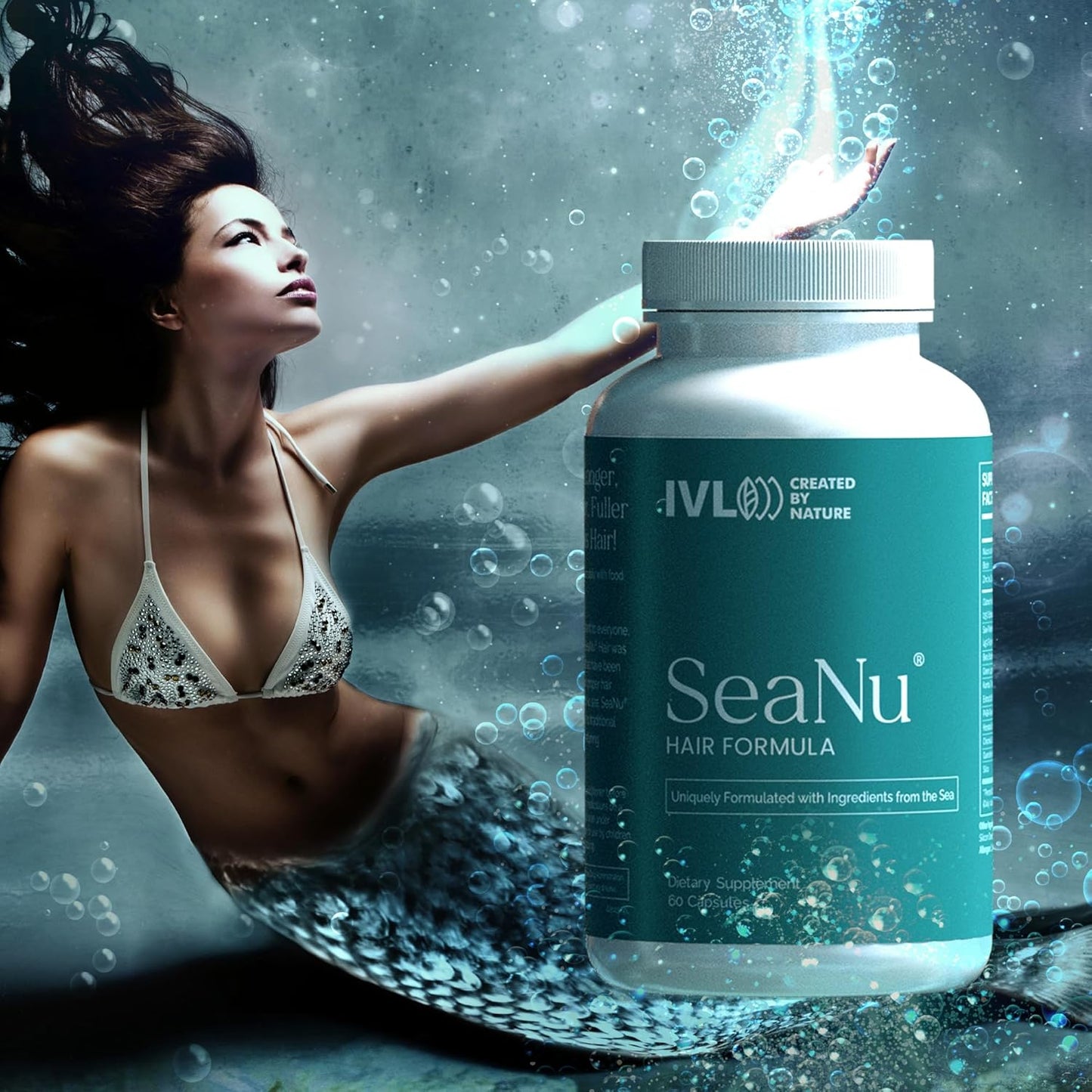IVL - SeaNu Hair Vitamins Supplements - Hair Strength, Strand Thickness, Hair Growth - with Biotin, Vitamin B3, Zinc, Saw Palmetto Berry Extract, Green Lipped Mussel - (6 Pack)