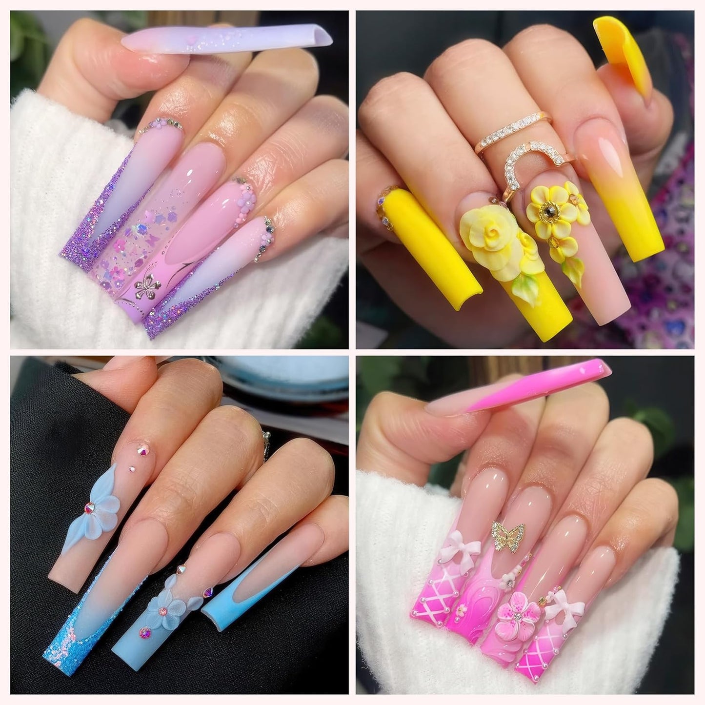 UNA GELLA Tapered Square Nail Tips XXL 216 PCS No C Curve Nail Tips Extra Long Straight Nails Half Fake No Trace for Acrylic Tips for Home DIY with Box