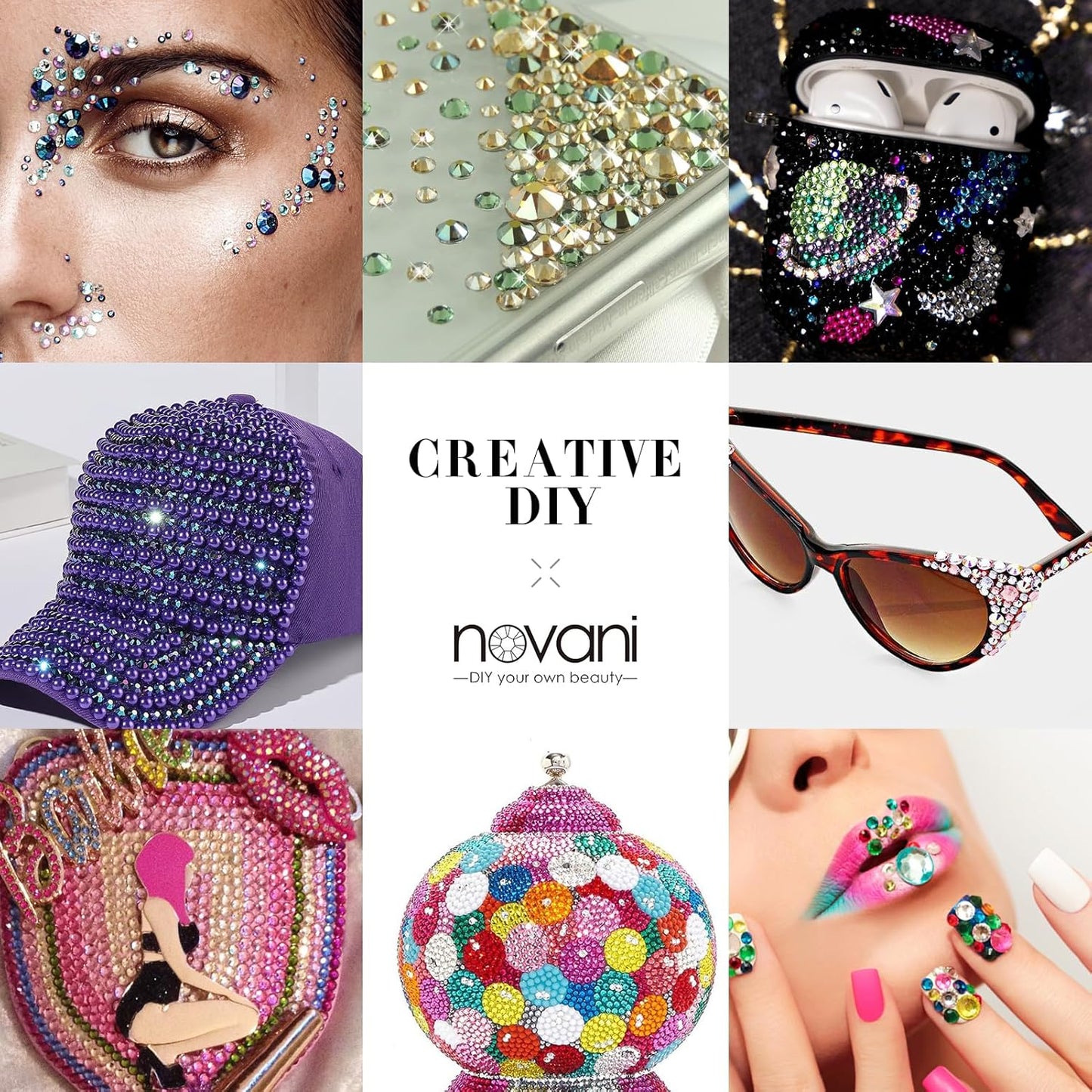 Novani Red Rhinestones 1440pcs Flat Back Round Rhinestone Style 2088 Sparkly Crystal Gemstones for Nail Art and Crafting SS20,4.6-4.8mm